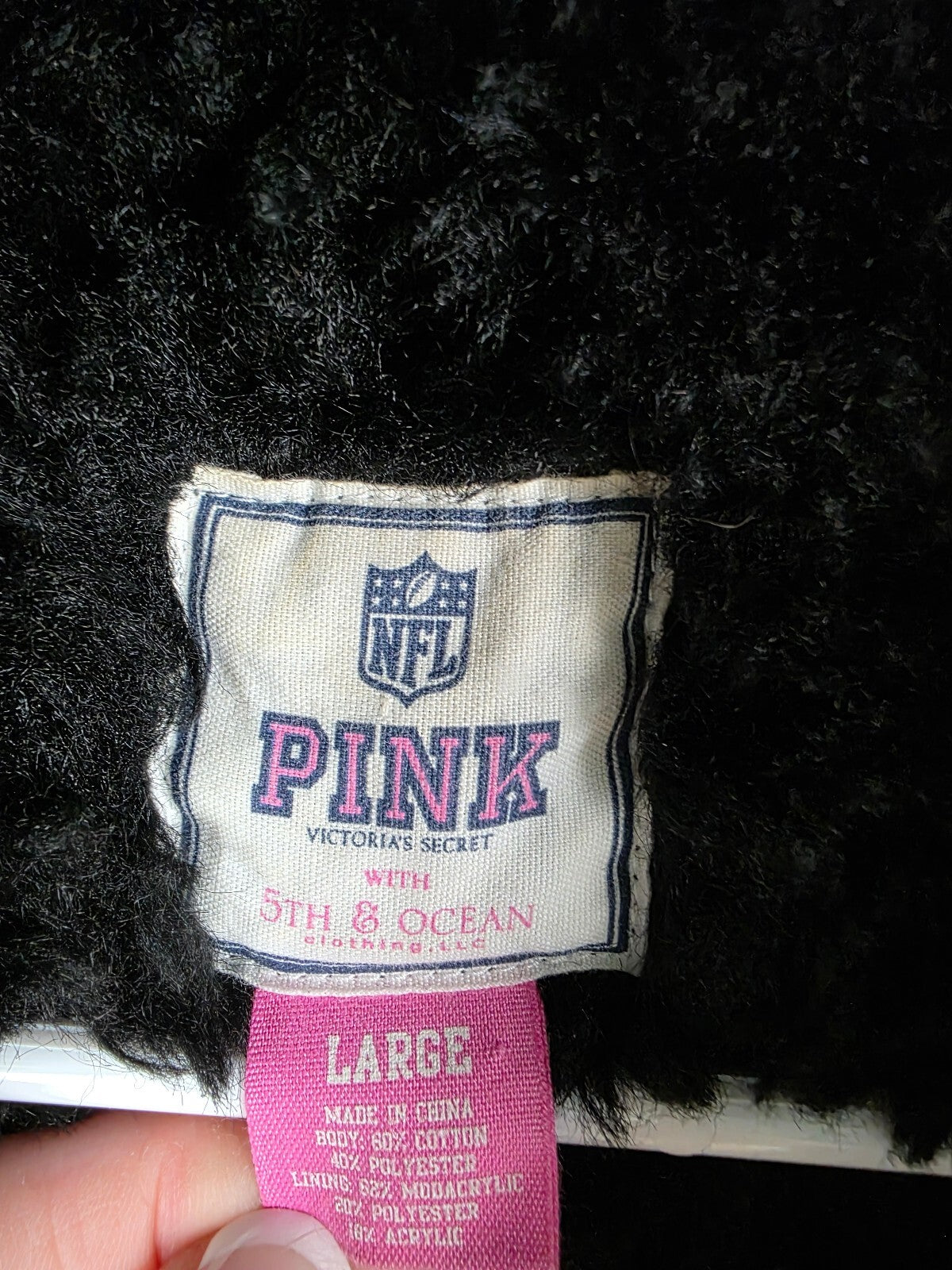 2011 Victoria's Secret PINK NFL Steelers BLING Fur Lined Hoodie Large L Jacket