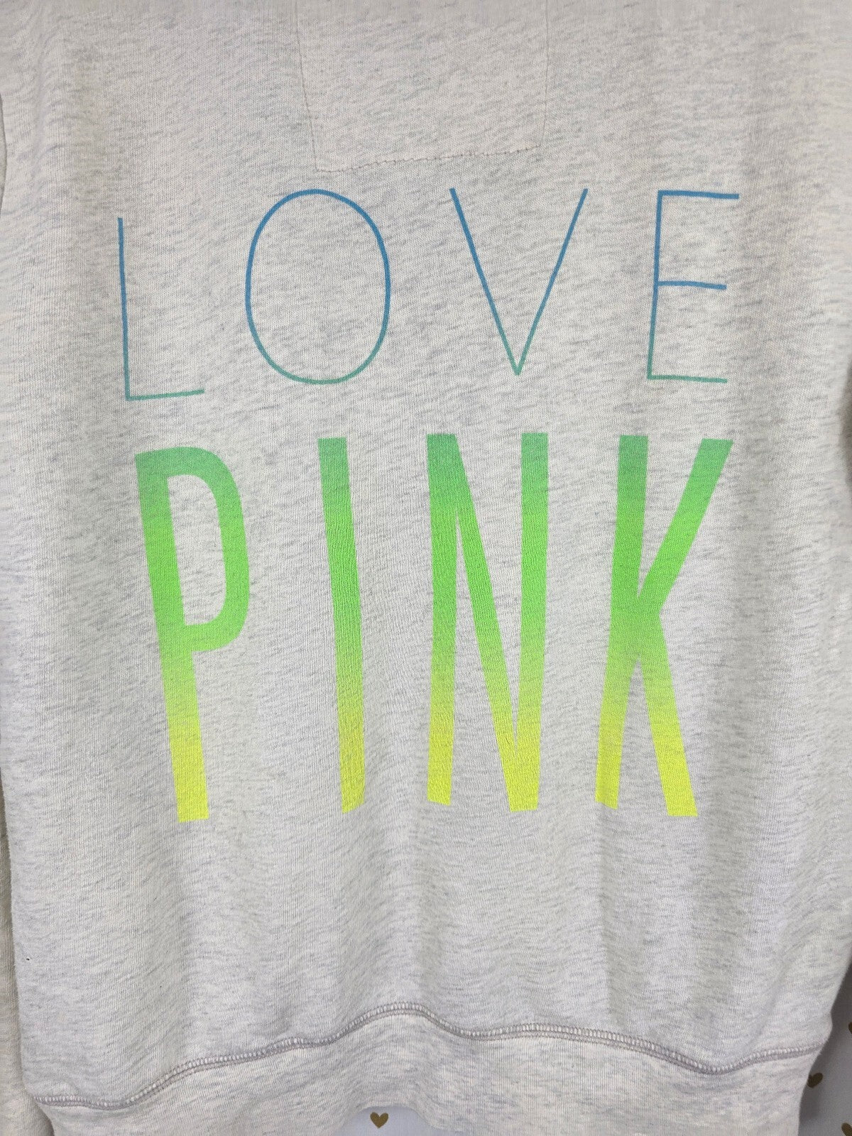 Victorias Secret Pink Neon Pullover Hooded Thin Sweater Tee Small