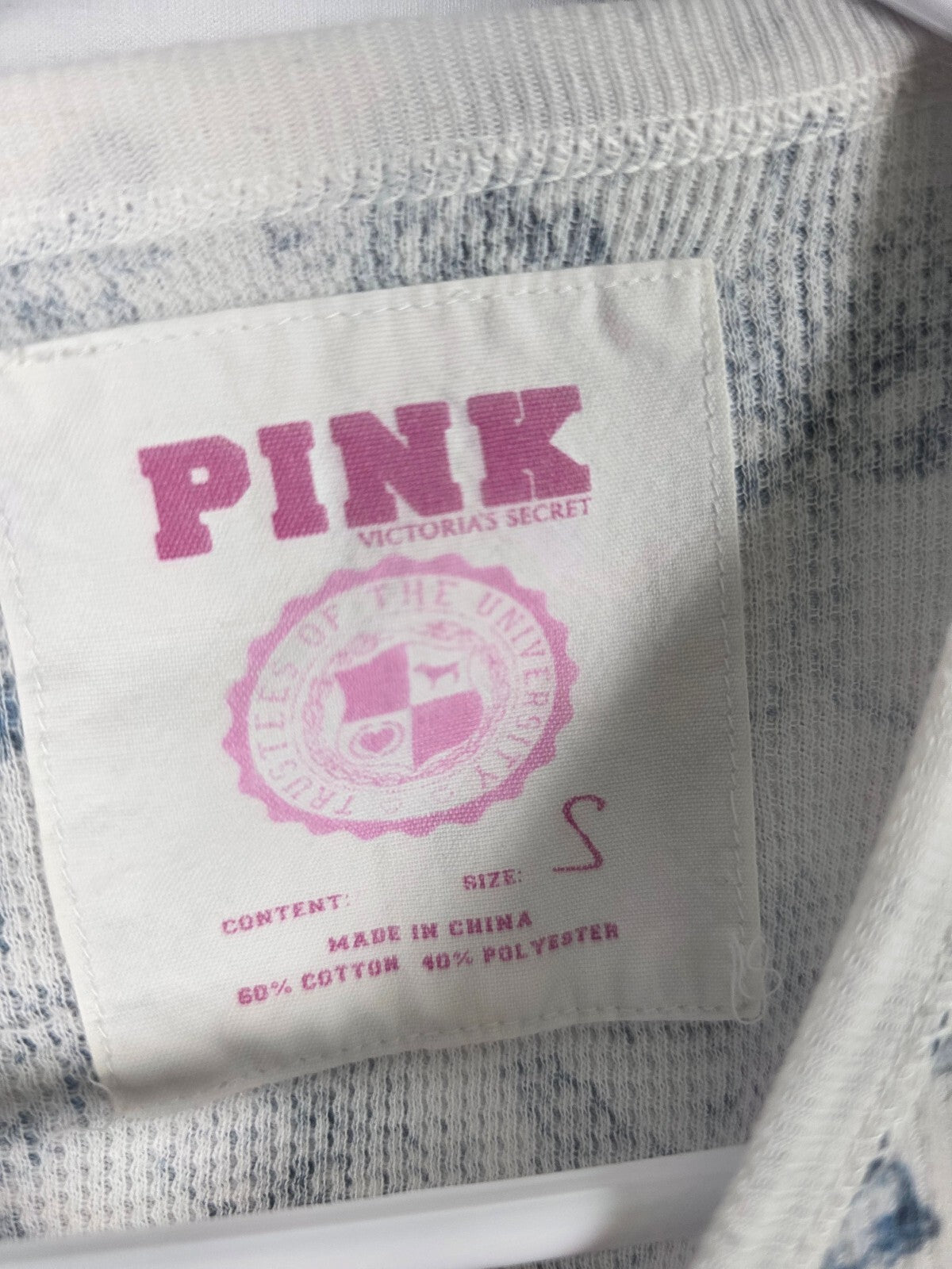 Victoria's Secret PINK Vintage Thermal Pajama Set S Deer Dog Toile Y2K