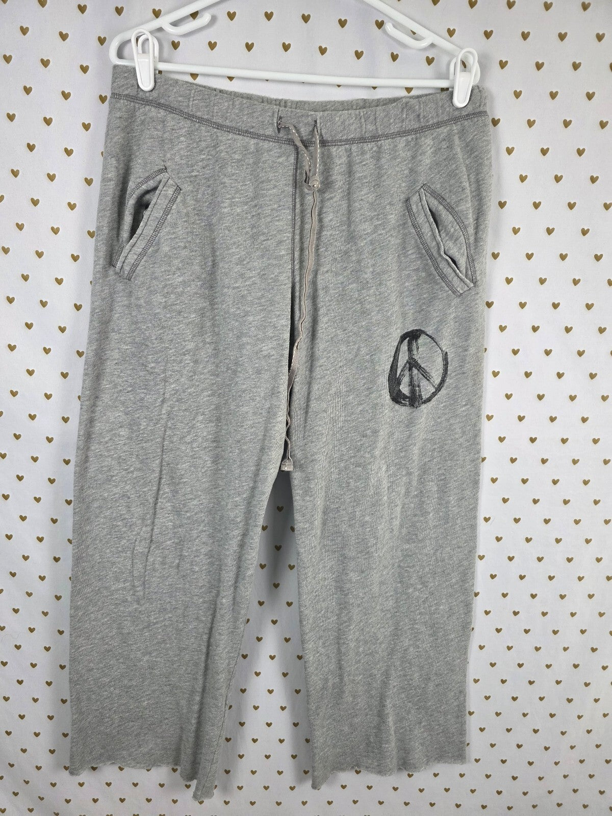 Victorias Secret PINK Vintage Logo Butt Medium Grey Peace Flare Sweats Sweatpant