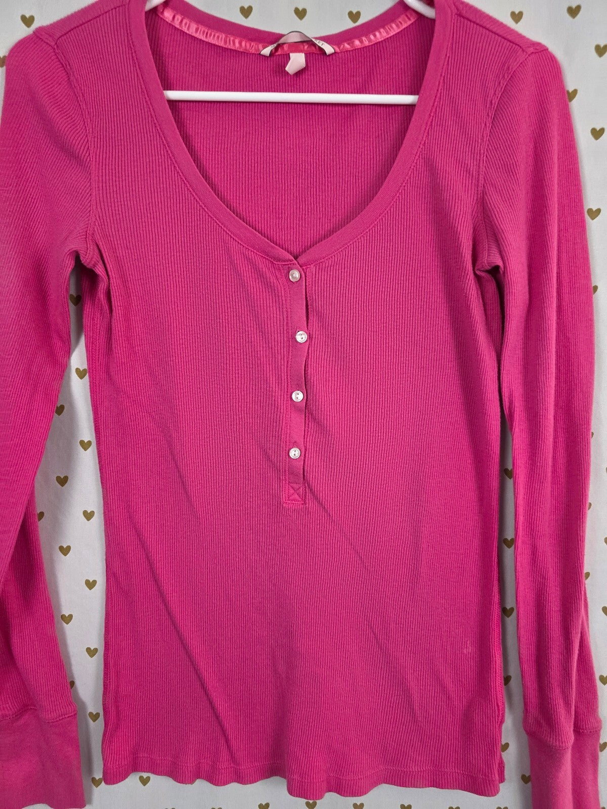Victorias Secret PINK thermal waffle long sleeve Henley Shirt Medium