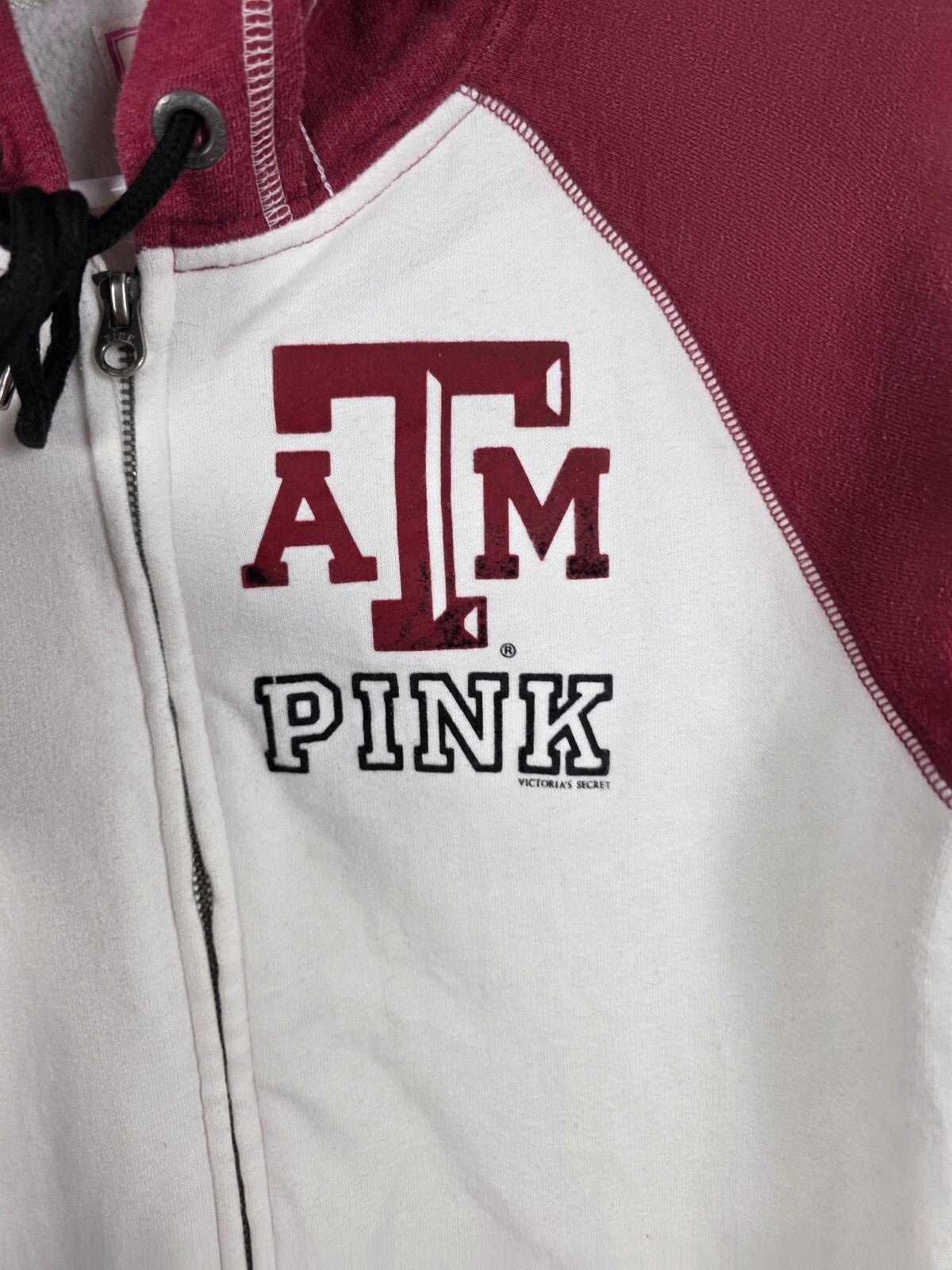 Victorias Secret Pink Texas A&M Vintage AGGIES hoodie Jacket Full zip SMALL