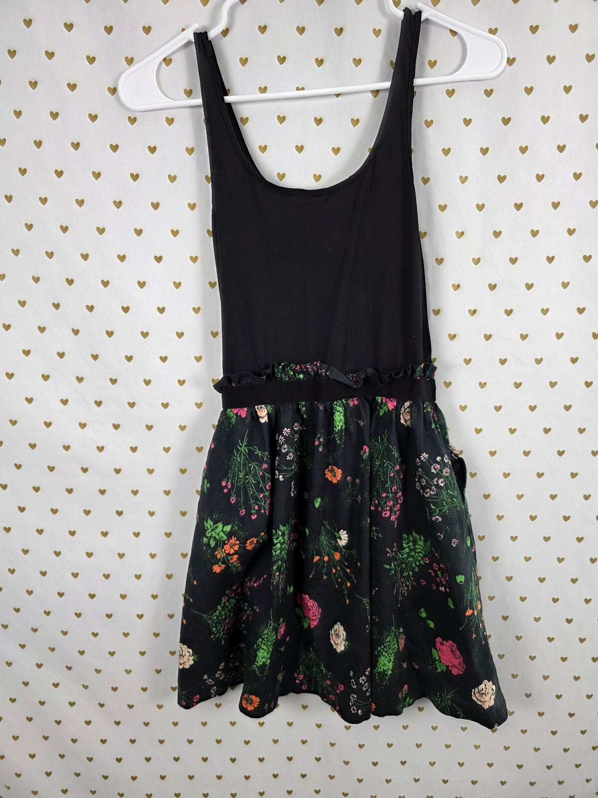 Victorias Secret PINK Vintage Tank Top Skater Dress Pockets Floral Small Y2k