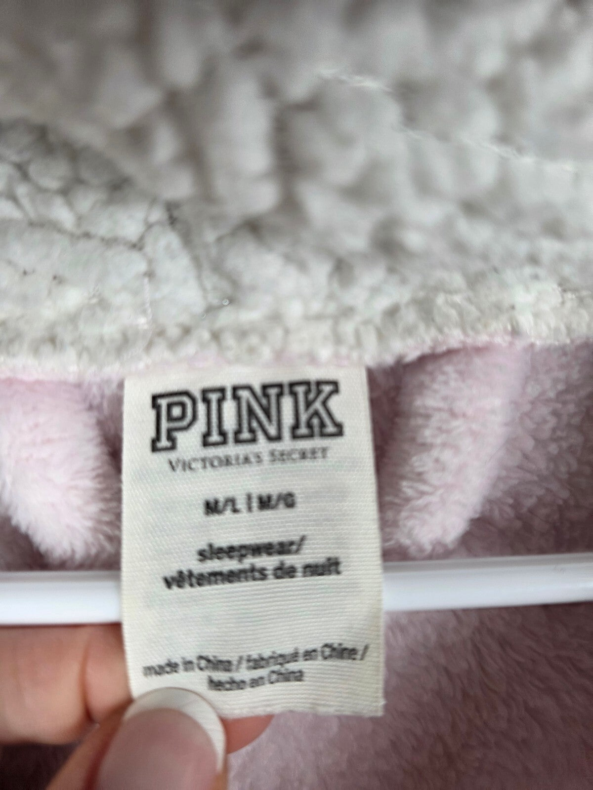 Victorias Secret Pink Thick Fluffy Bling Sequined Gold Crest Hooded Robe Med L