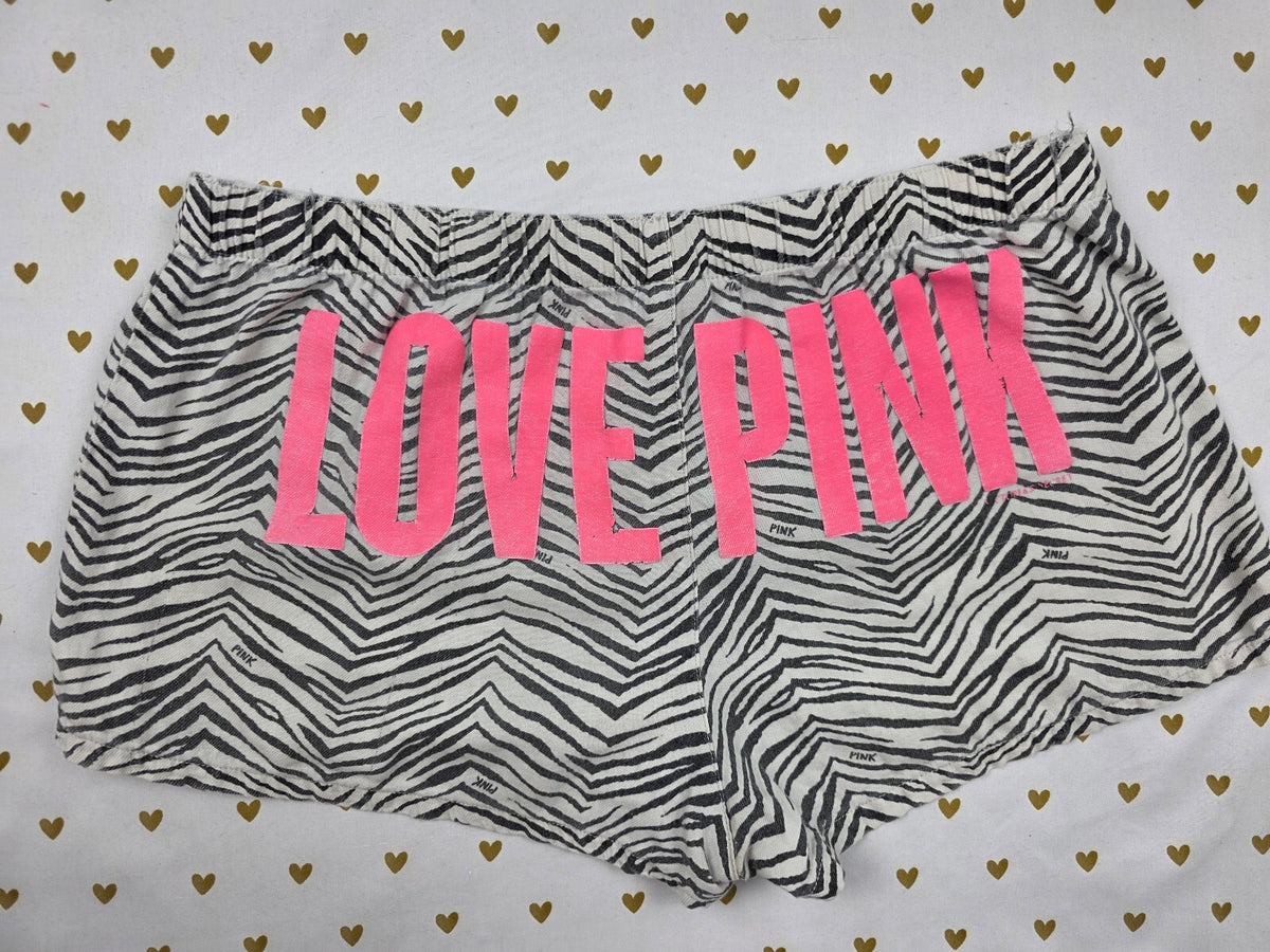 Victorias Secret PINK Vintage ZEBRA Love SM Sleep Shorts Boxers Pajama Bottoms
