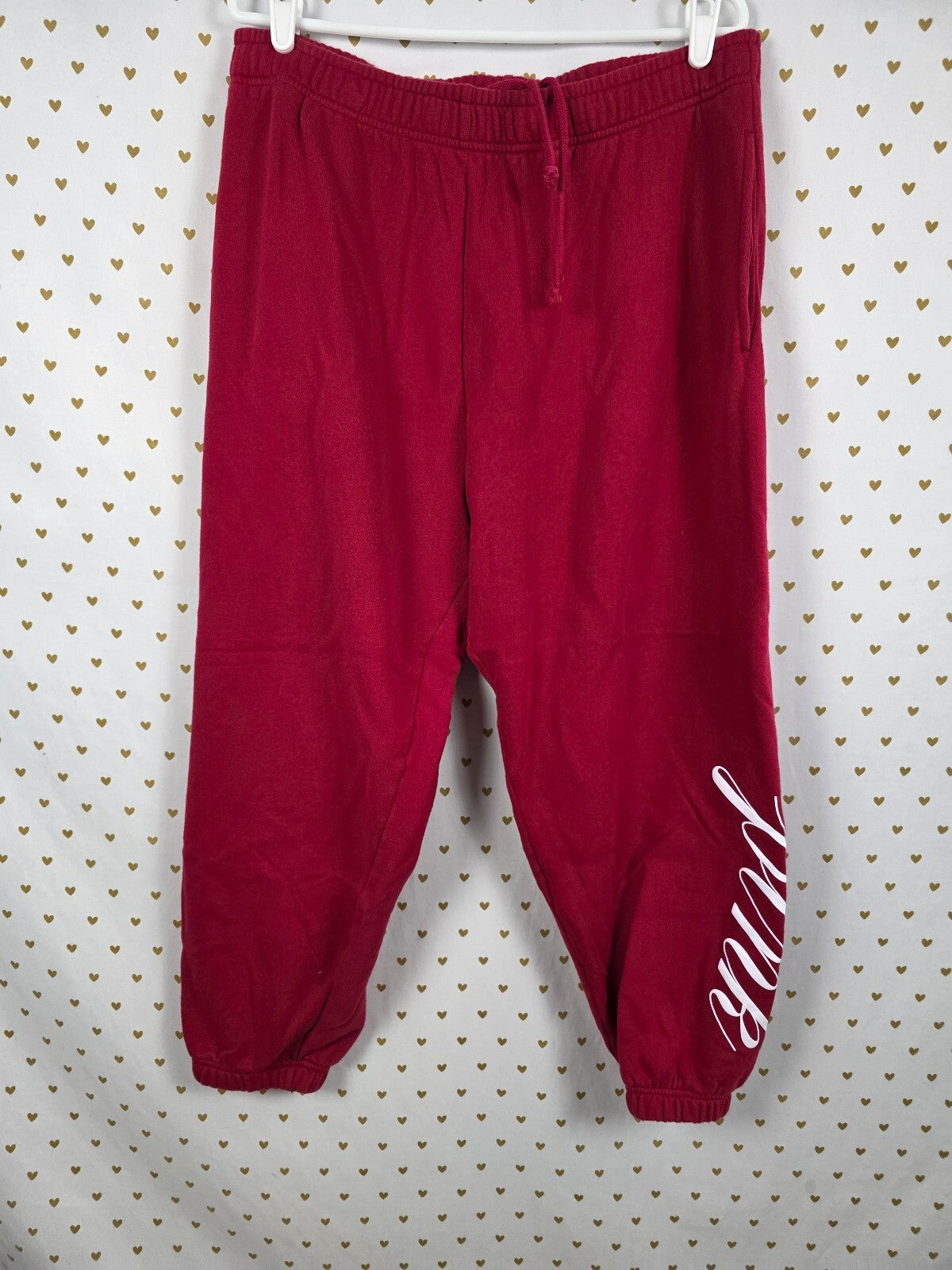 Victorias Secret PINK Red Logo Tapered Sweats Sweatpants Joggers XL