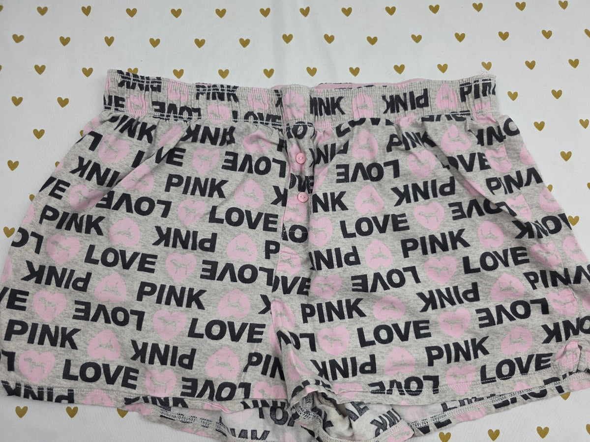 Victorias Secret PINK Logo LOVE Small  Sleep Shorts Boxers Pajama Bottoms