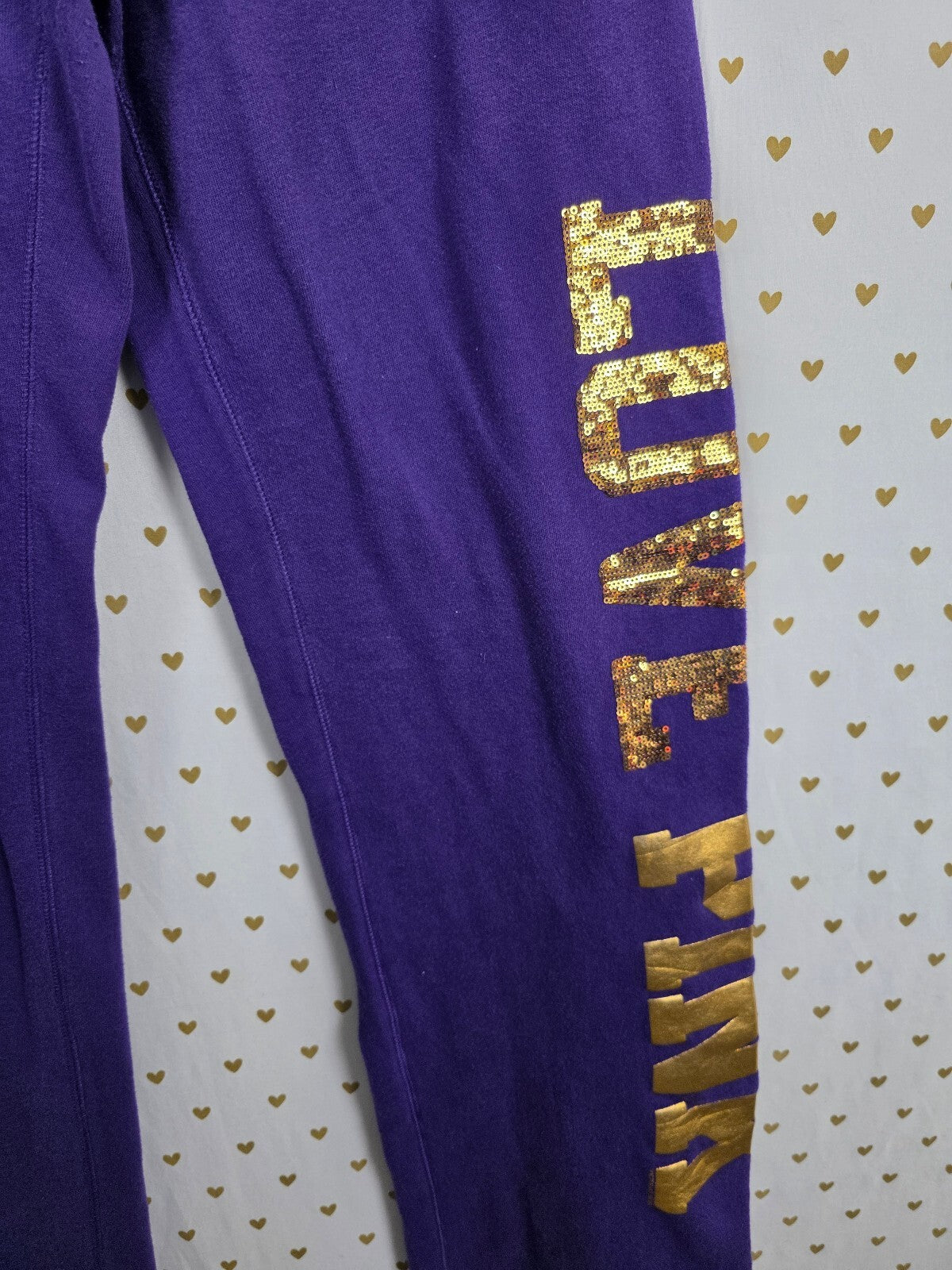 Victoria's Secret PINK Minnesota Vikings Sweatpants S Sequin LOVE NFL Purple