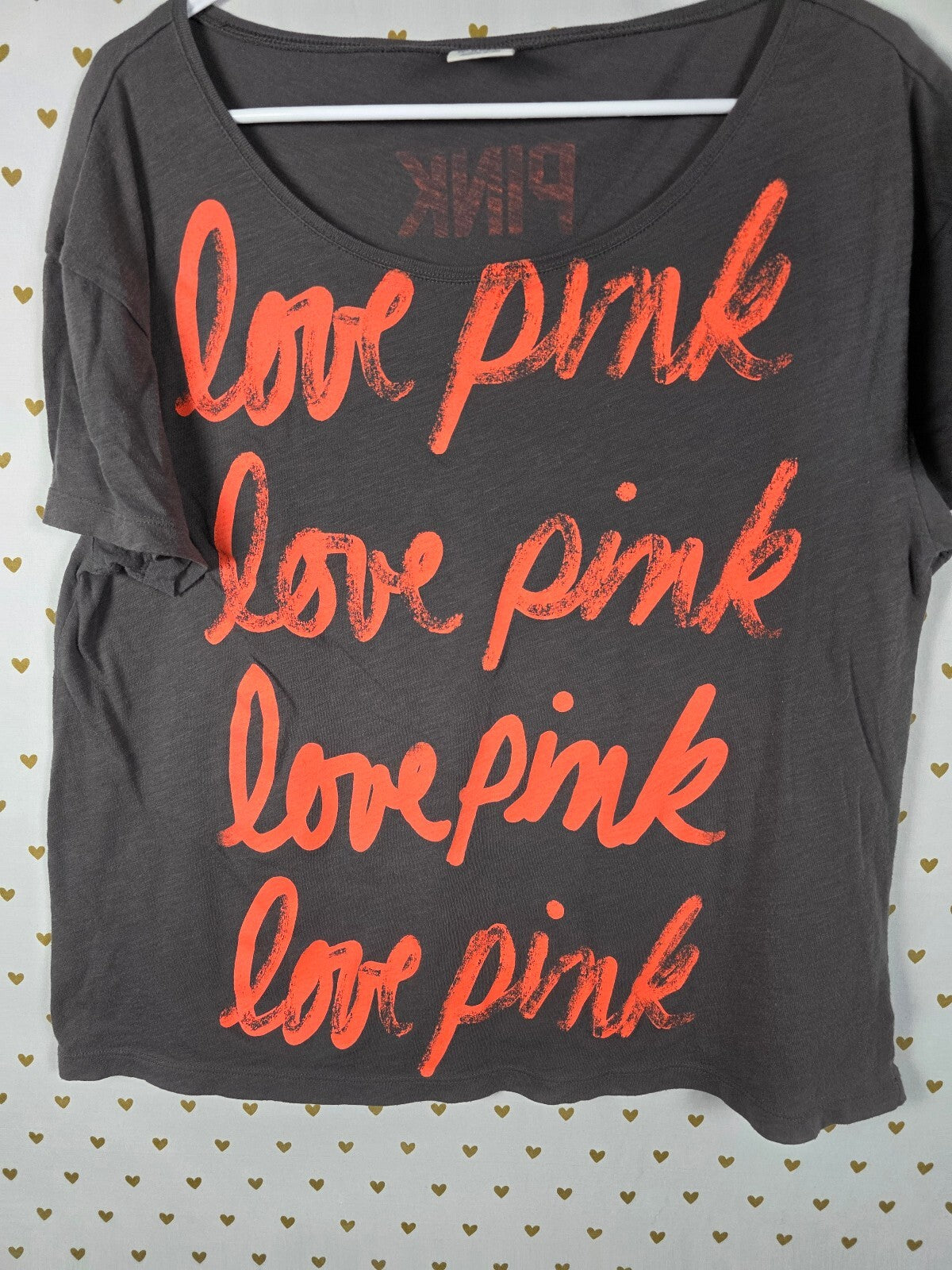 Victorias Secret PINK Vintage Cropped Y2k Love Tee shirt Neon Medium