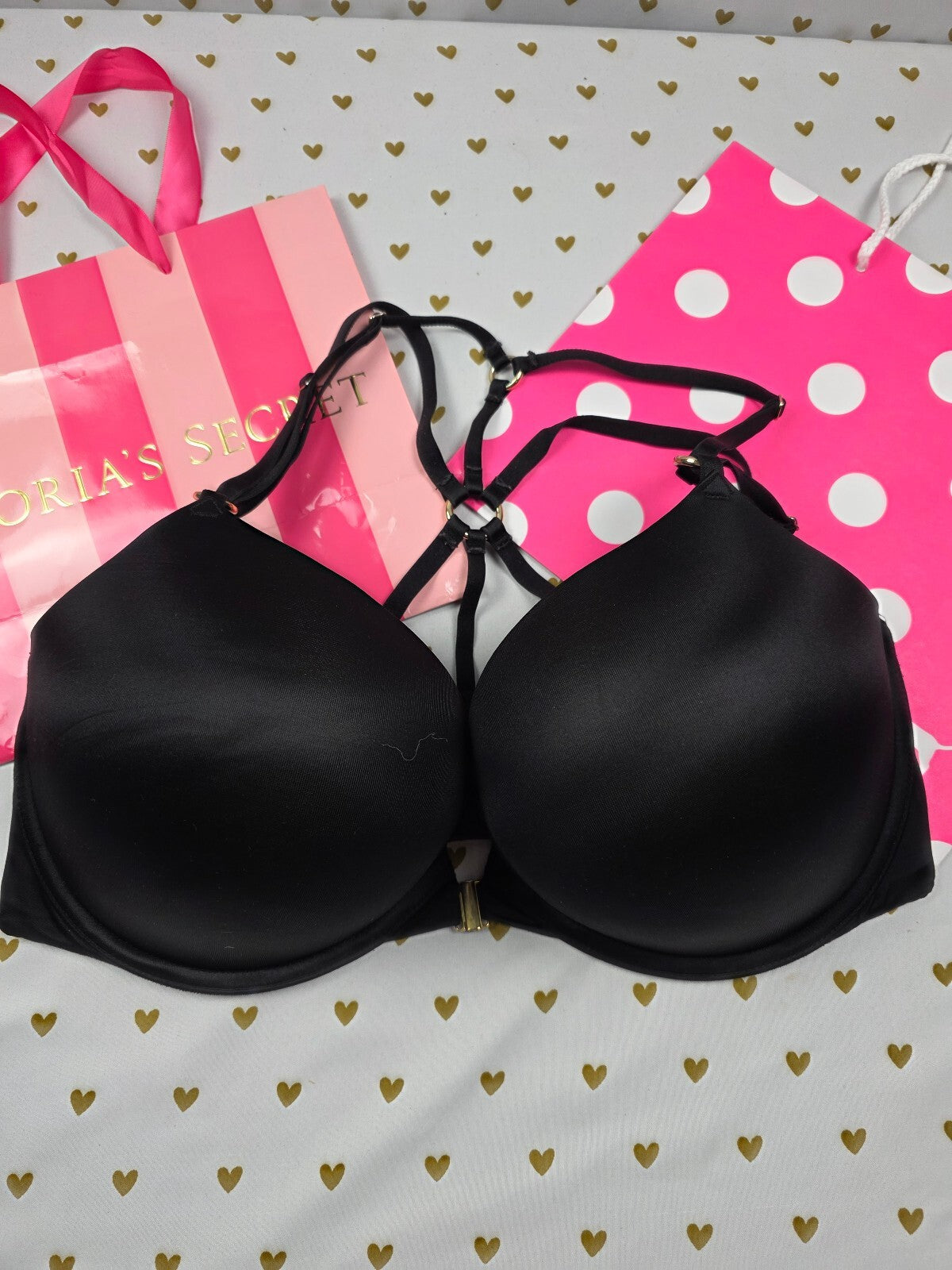Victorias Secret Bombshell Add 2 Sizes Push Up Bra Front Close Black 38DD