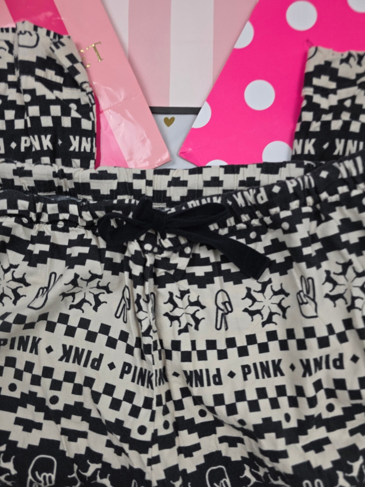 Victorias Secret Pink Large Logo Sleep Pants Pajama PJ Bottoms