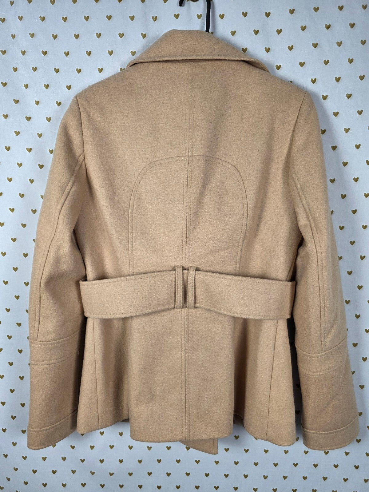 Victoria's Secret Camel Wool Blend Pea Coat Military Jacket Women's 10 Beige