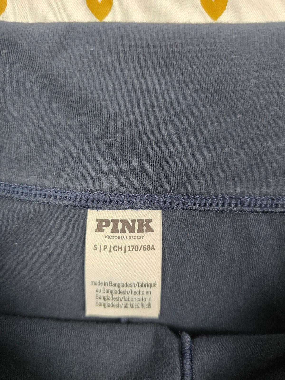 Victorias Secret PINK Dark Blue Foldover Yoga Shorts BLING LOGO SMALL