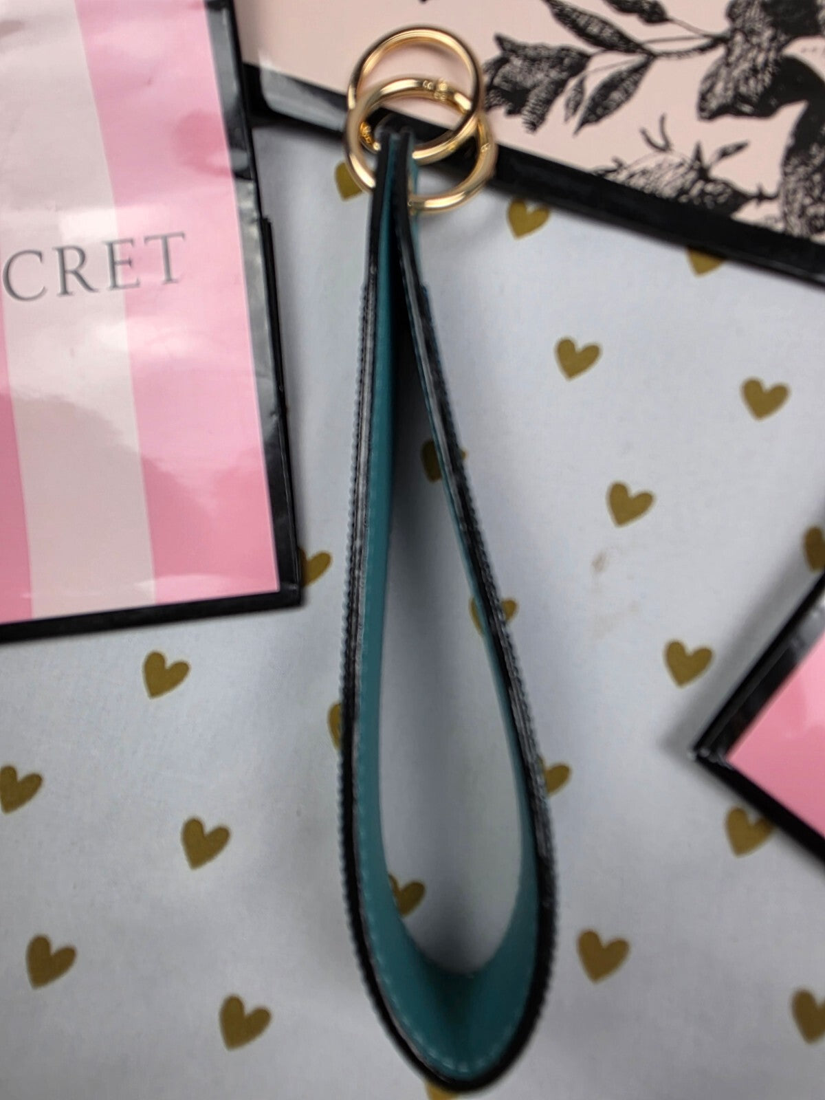 Victoria Secret BLING wristlet strap keychain Logo Studded Handle Rhinestone