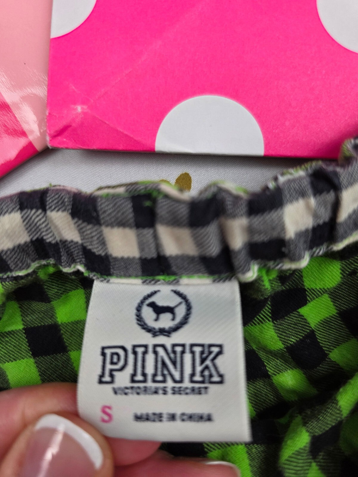 Victorias Secret PINK Vintage Check Ruffle SM Sleep Shorts Boxers Pajama Bottoms