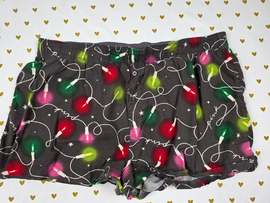 Victorias Secret PINK Christmas lights LARGE Sleep Shorts Boxers Pajama Bottoms