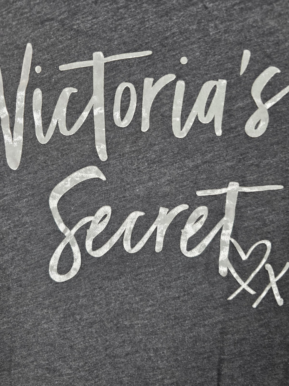 Victorias Secret Velvet Logo Grey tee shirt XL