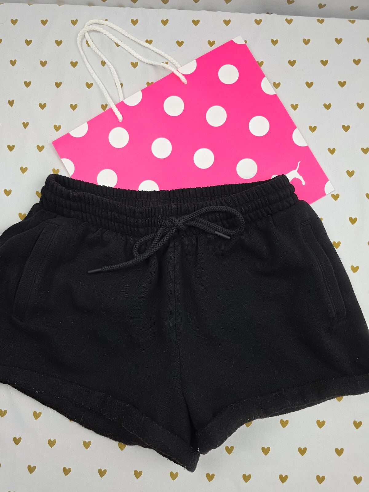 Victorias Secret PINK Black Pocket Logo Butt Sweats Sweat Shorts XS