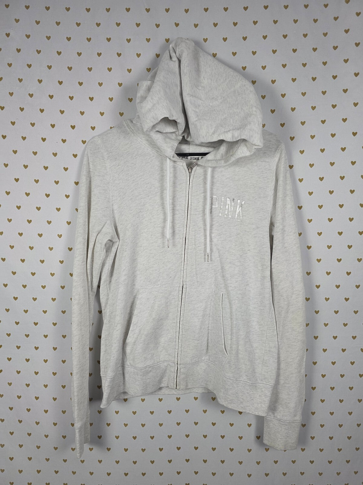 Victorias Secret Pink Mermaid Bling Logo Full zip Hoodie Jacket Medium Sequined