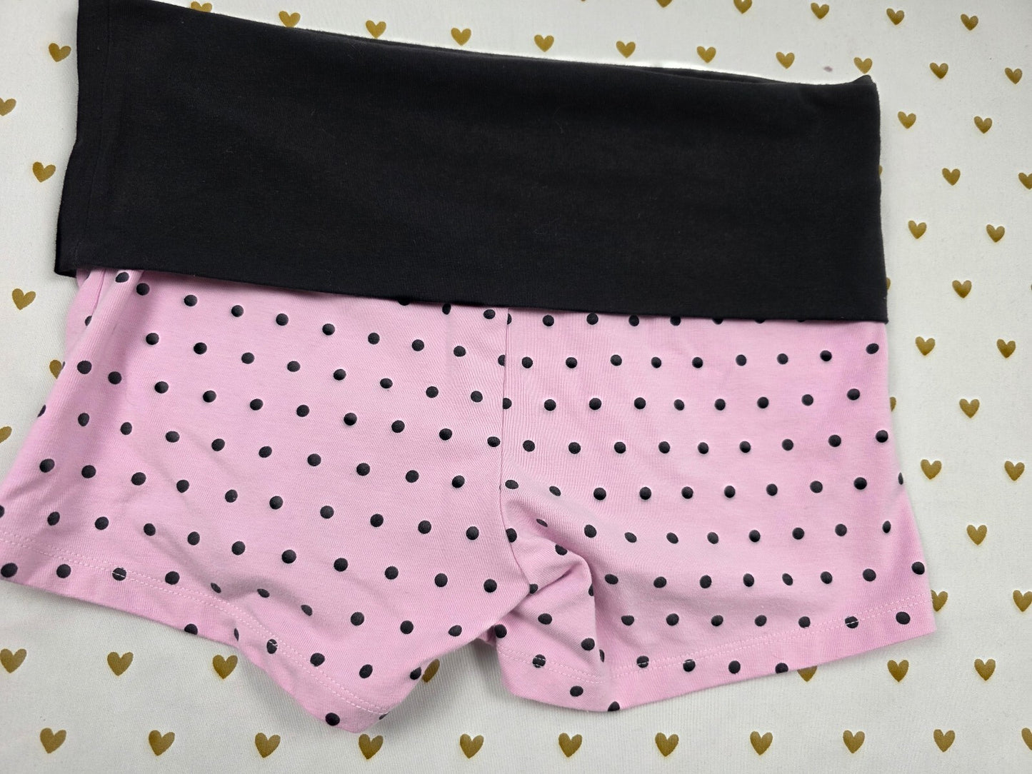 Victorias Secret PINK x Frankies Bikinis Polka Dot Foldover Yoga Shorts Cotton