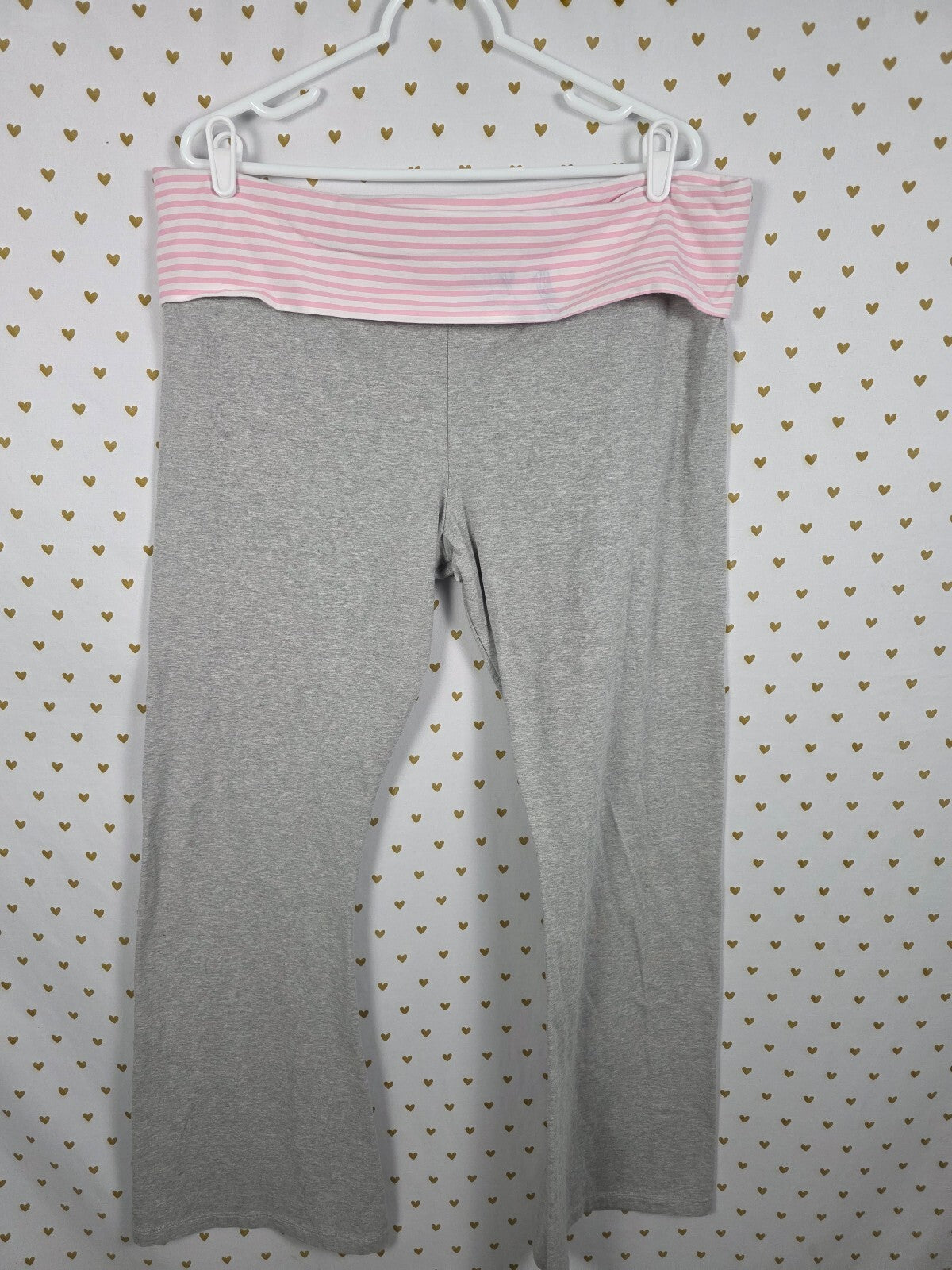 Victorias Secret PINK campus Originals foldover Yoga pants flare Grey 2XL XXL