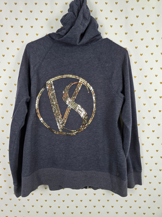 Victorias Secret Angels Gold Bling Logo Full Zip Wings Hoodie Jacket XL