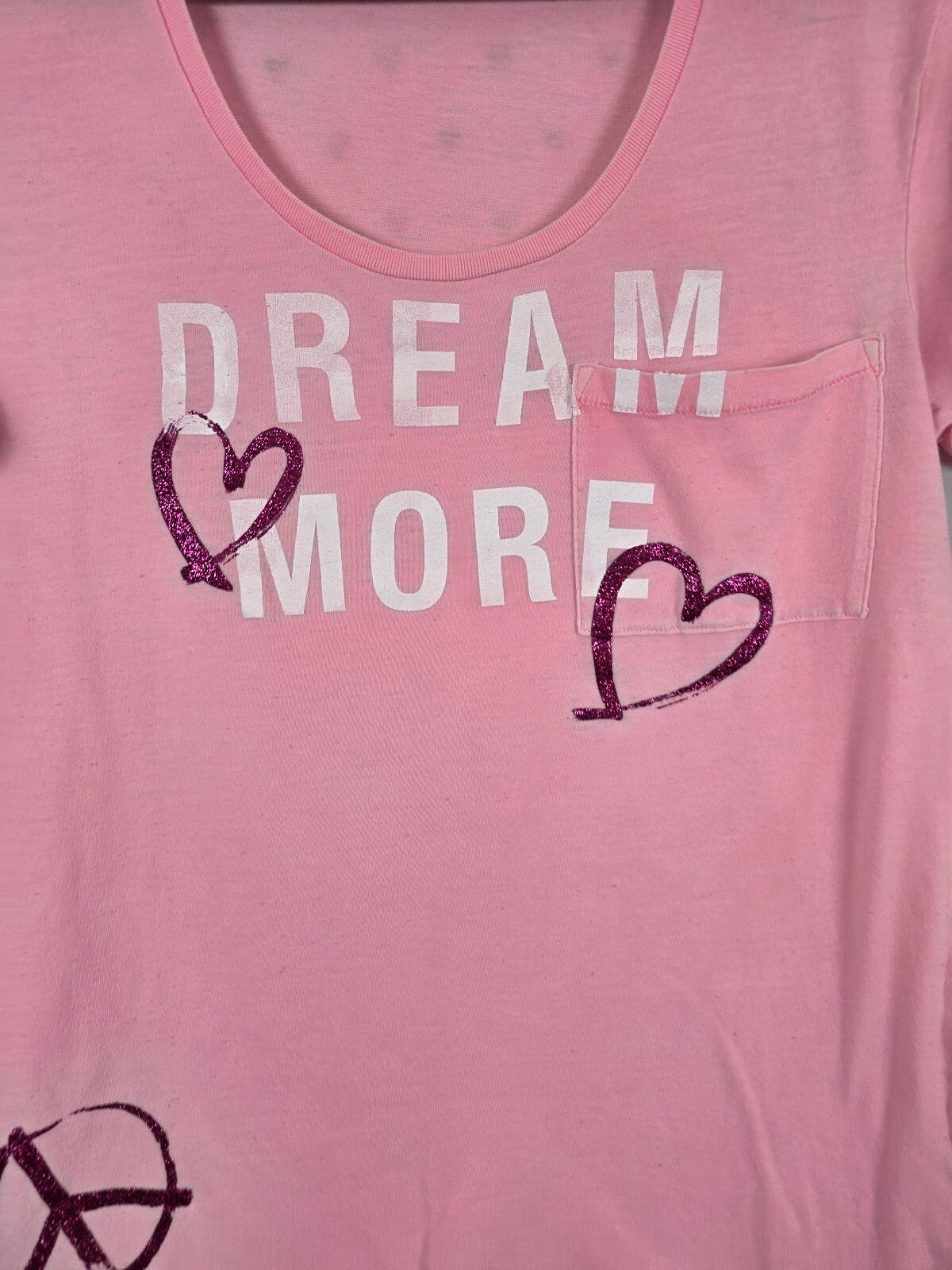 Victorias Secret PINK Vintage Dream Heart More Y2k Tee Shirt Glitter Small