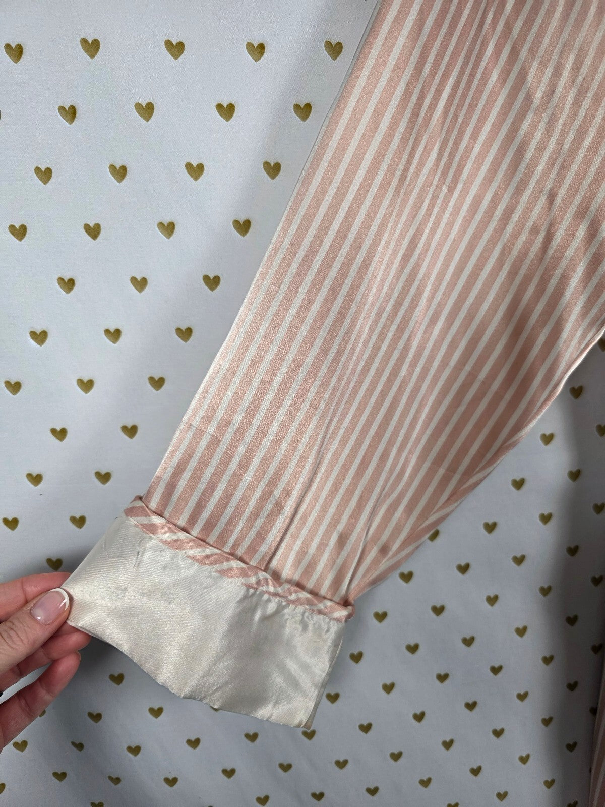 Vintage Victoria's Secret Satin Robe M Pink White Stripe Long Maxi Hong Kong