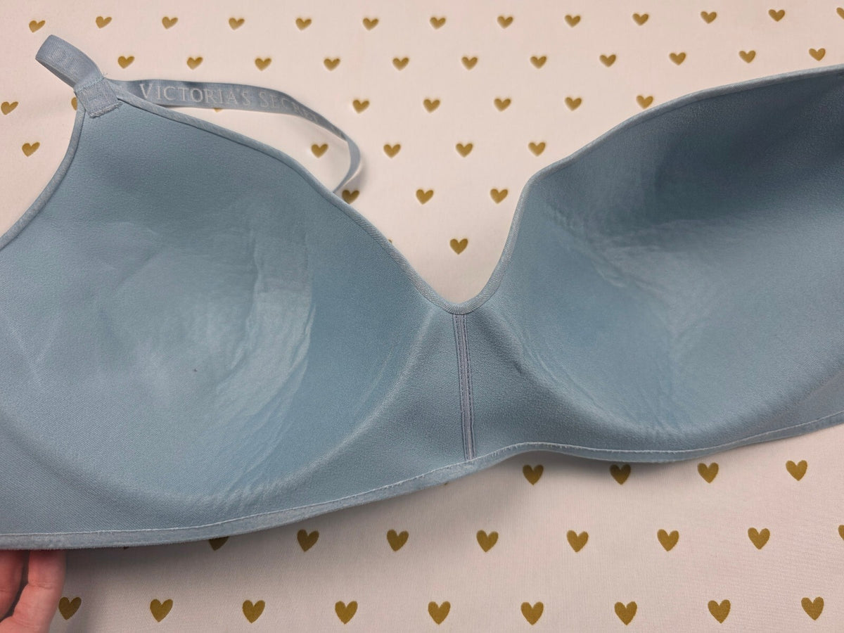 Victorias Secret Blue Logo Strap No Wire Wireless Bra 38DD