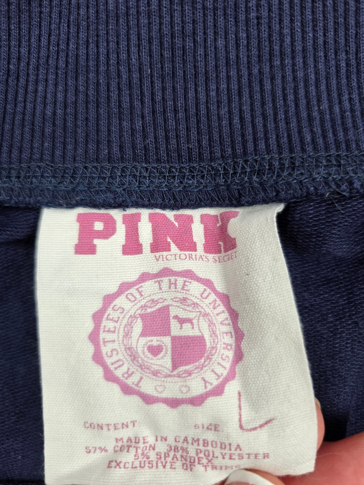 Vintage Victoria's Secret PINK Navy Blue Mini Sweatshirt Skirt L Peace Patches