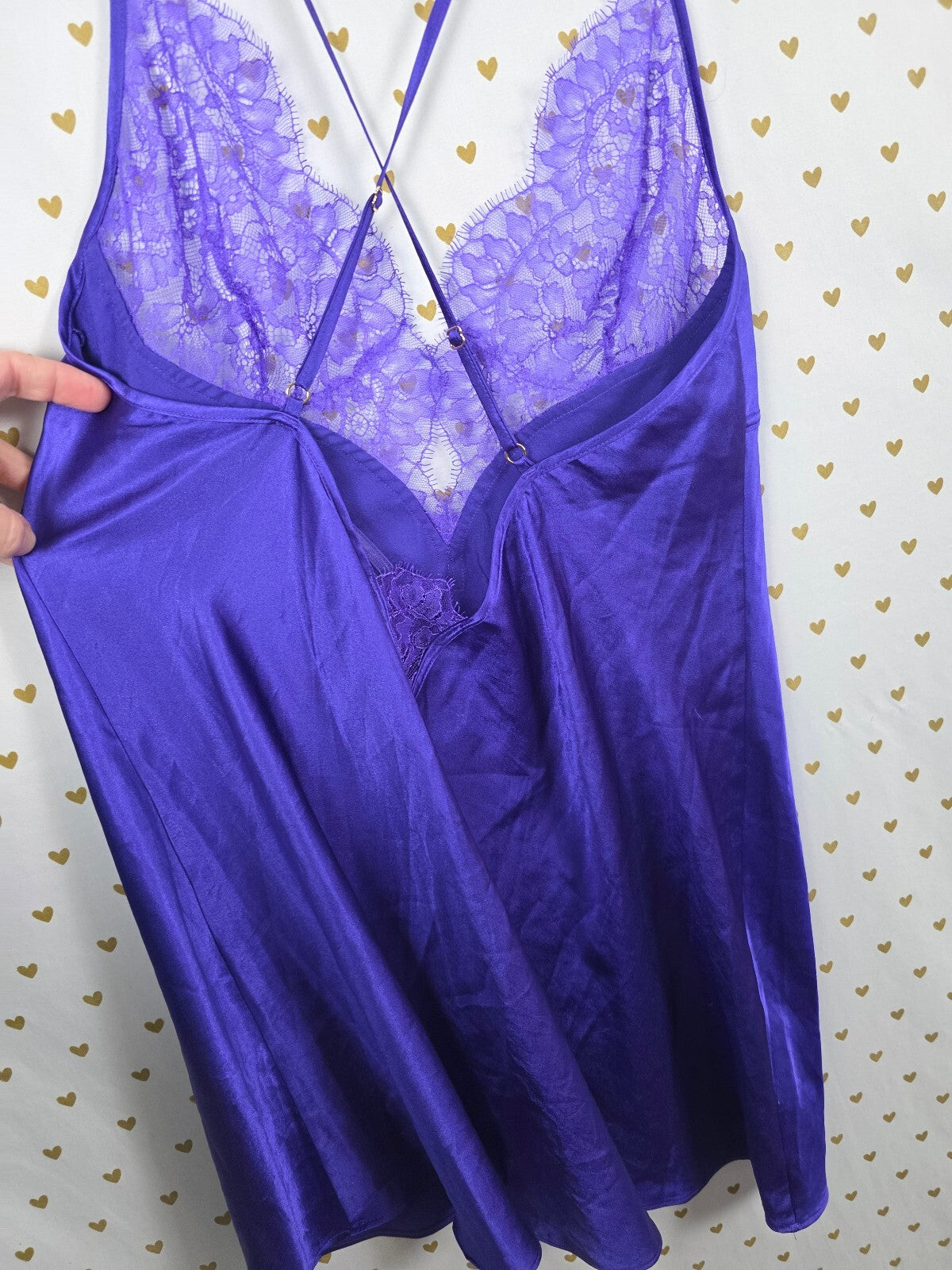 Victorias Secret Purple Sexy Satin Slip Dress Nightie Lingerie Large Strappy