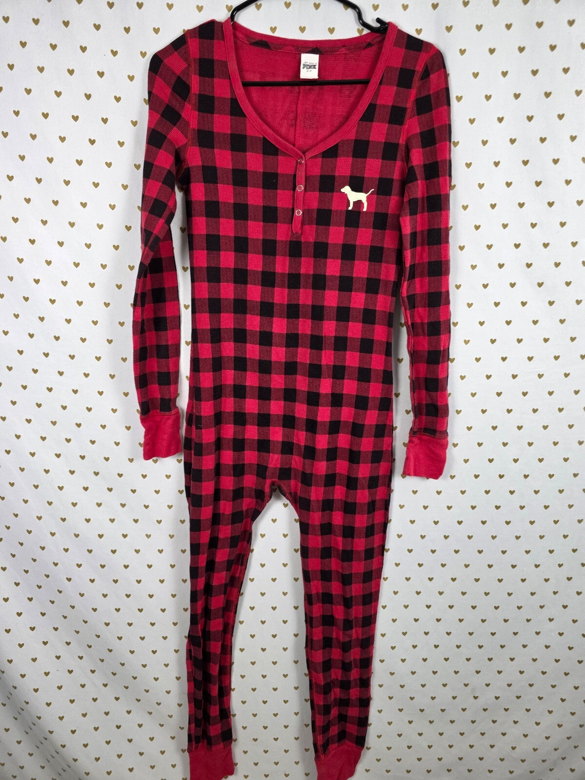 Victoria's Secret PINK Buffalo Plaid Thermal Flapjack One Piece Pajamas S
