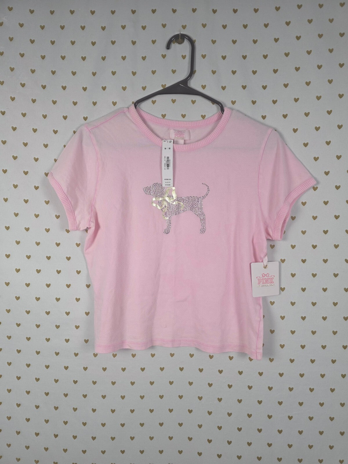 Victorias Secret PINK LOVESHACKFANCY NEW NWT Bling Dog Baby TEe Shirt Medium