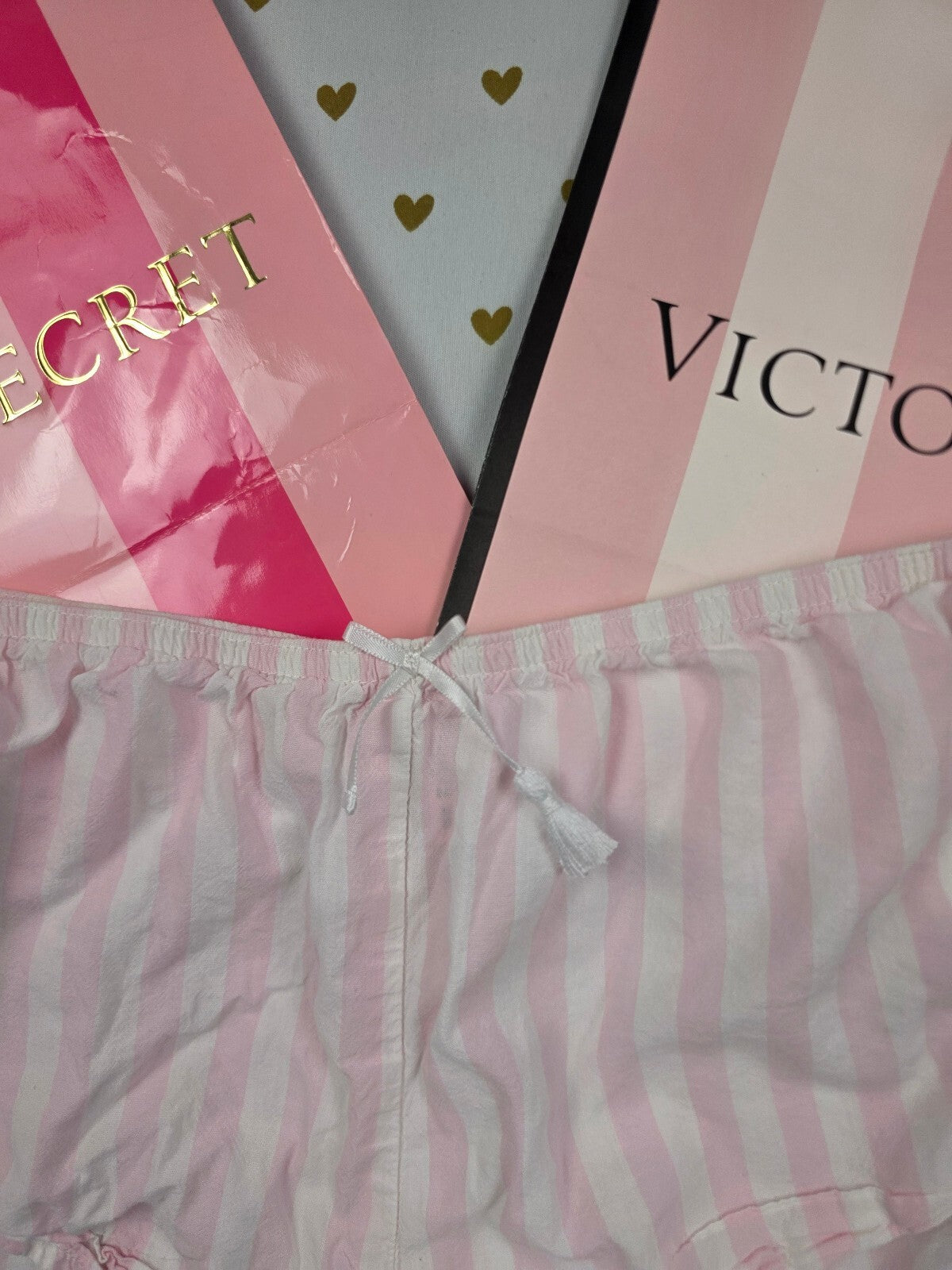 Victorias Secret Iconic Striped Micro Small Sleep Shorts Boxers Pajama Bottoms