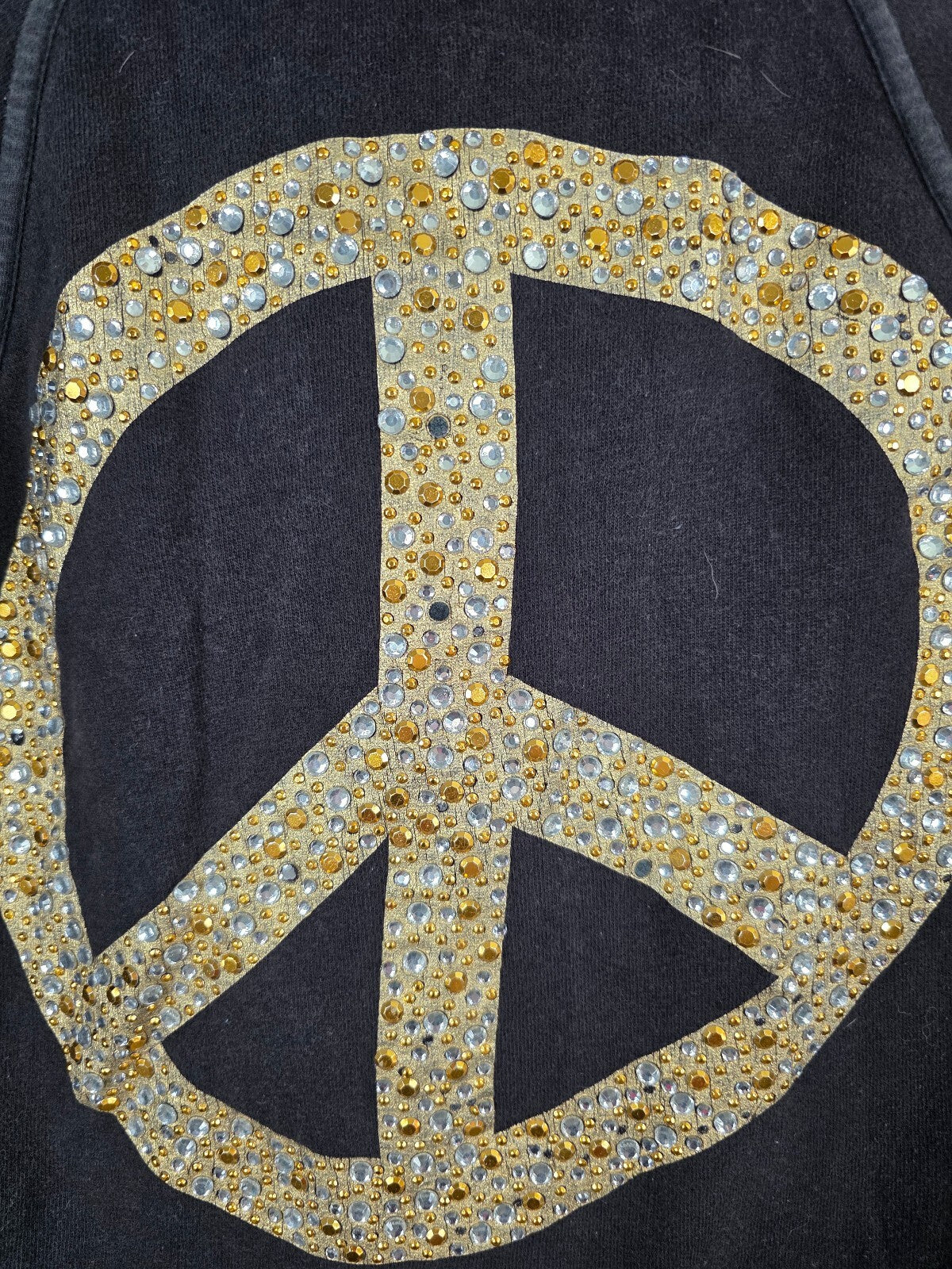 Victorias Secret Pink Vintage peace Bling Gold Logo Y2k Full Zip Hoodie Jacket S