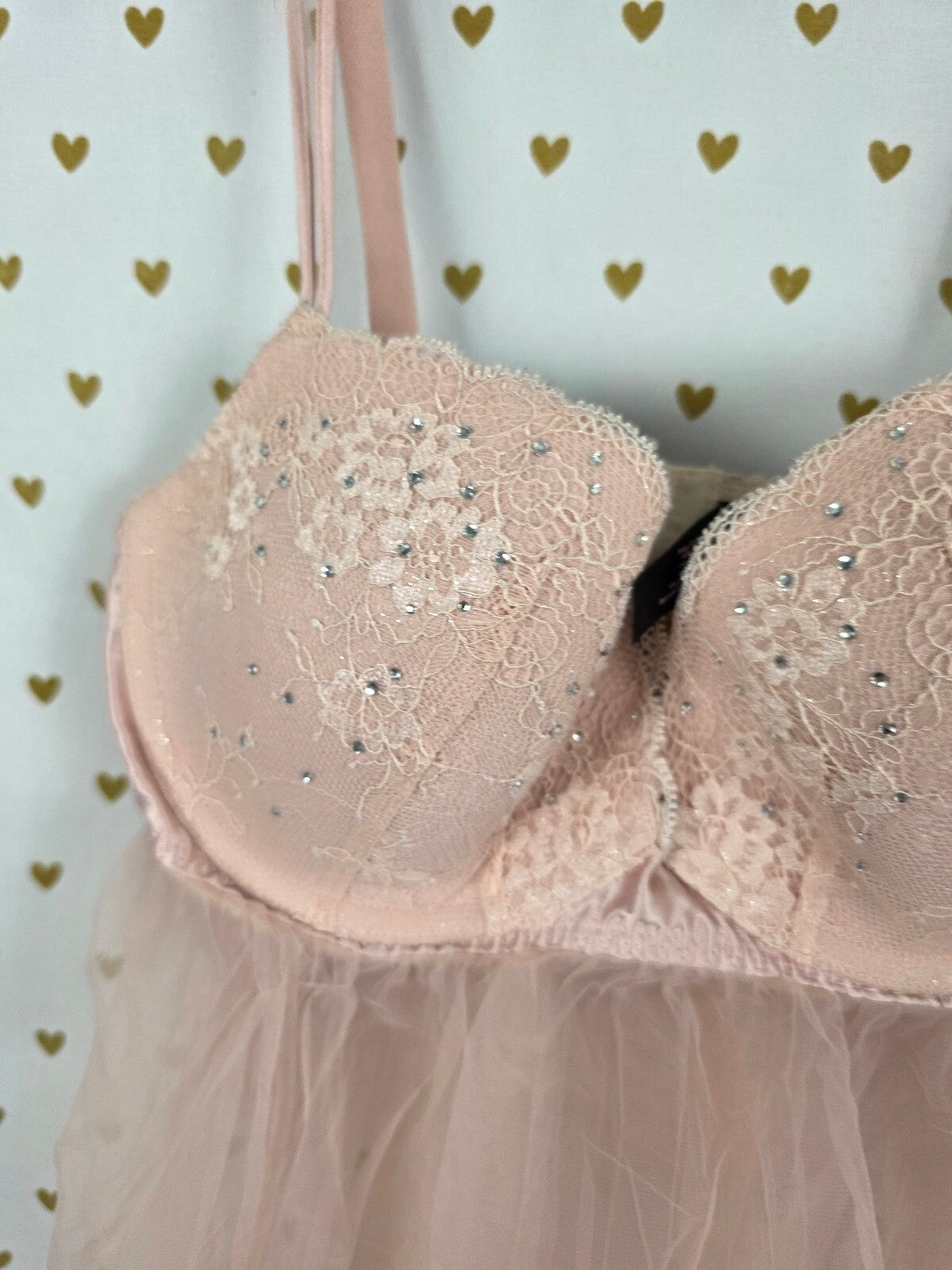 Victorias Secret 34D Bling Babydoll Push Up Nightie Lingerie
