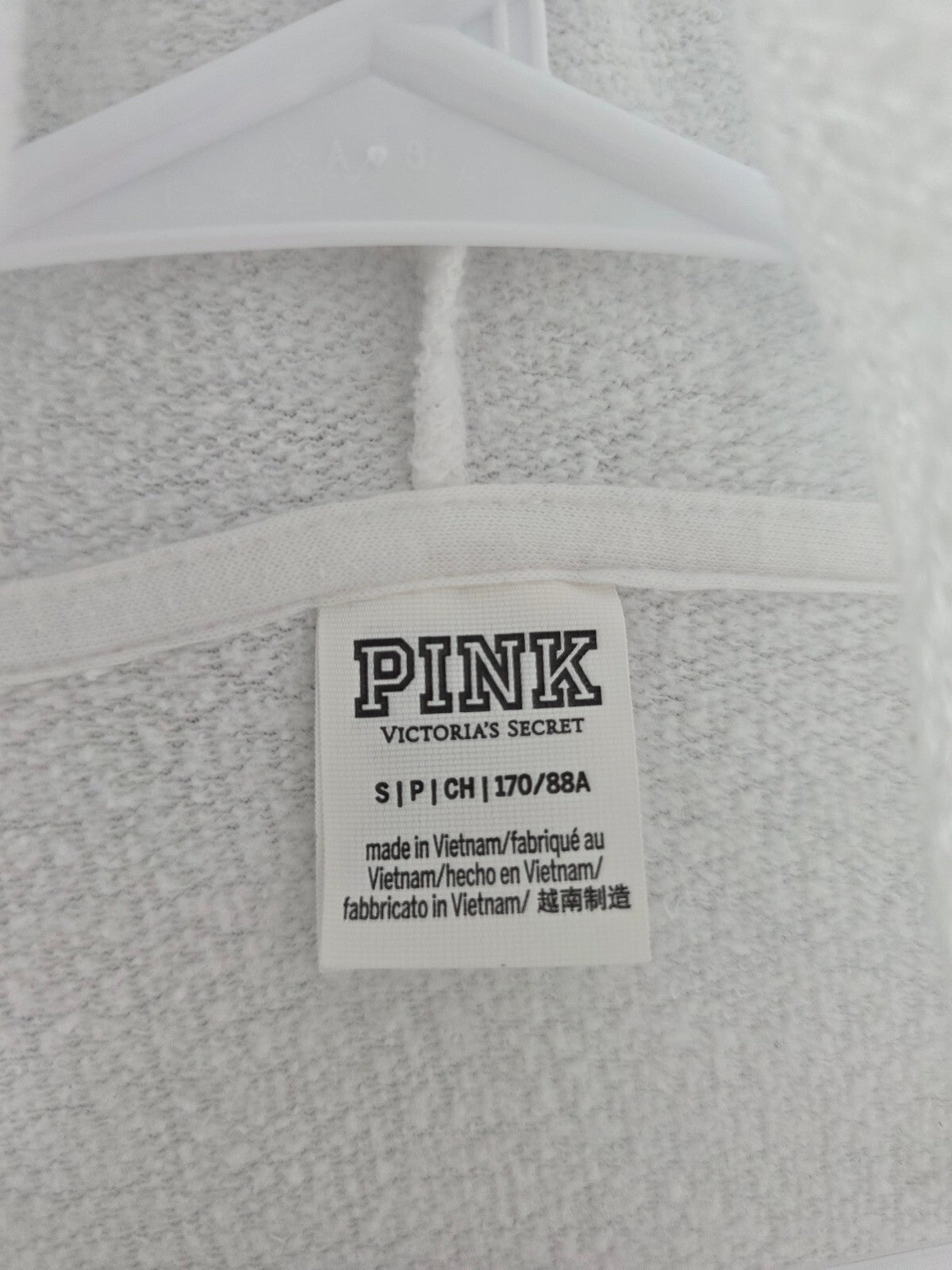 Victorias Secret Pink Rainbow Logo Full zip Hoodie Jacket White SMALL
