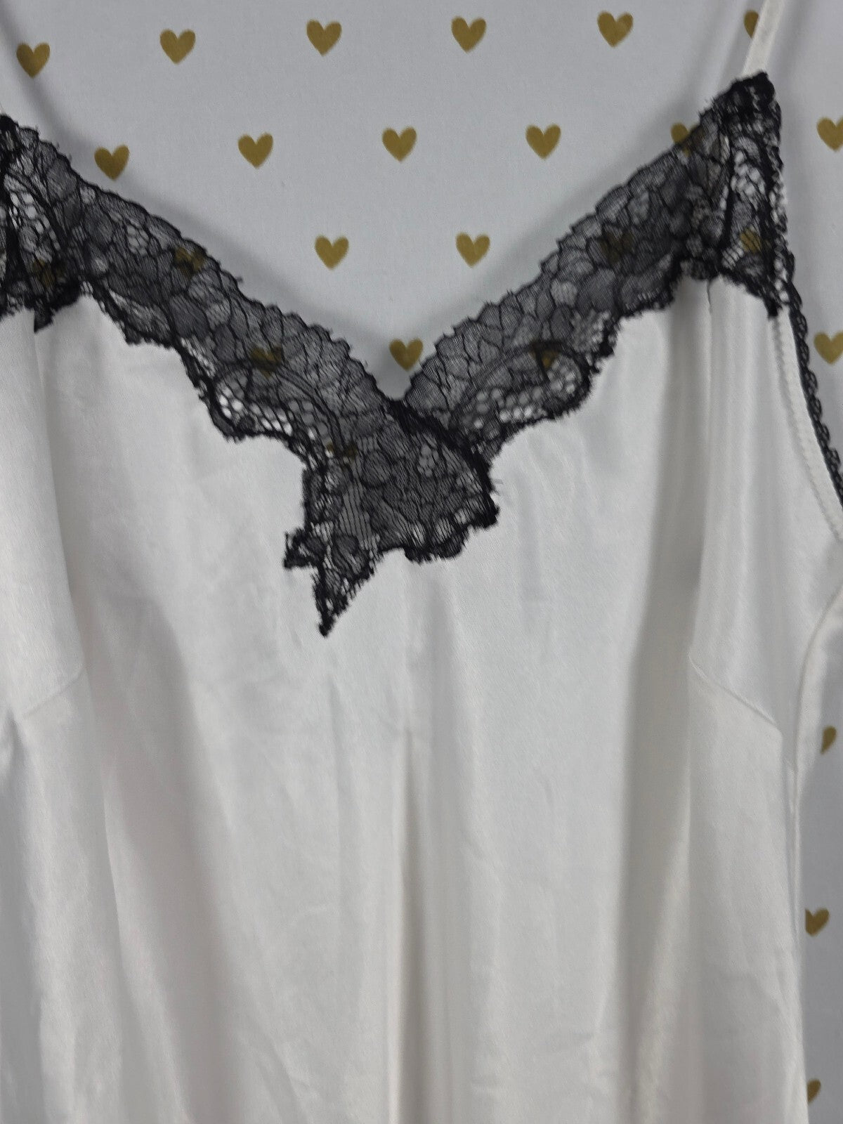 Victorias Secret White Lace Accent Slip Dress Nightie SMALL Silky Lingerie
