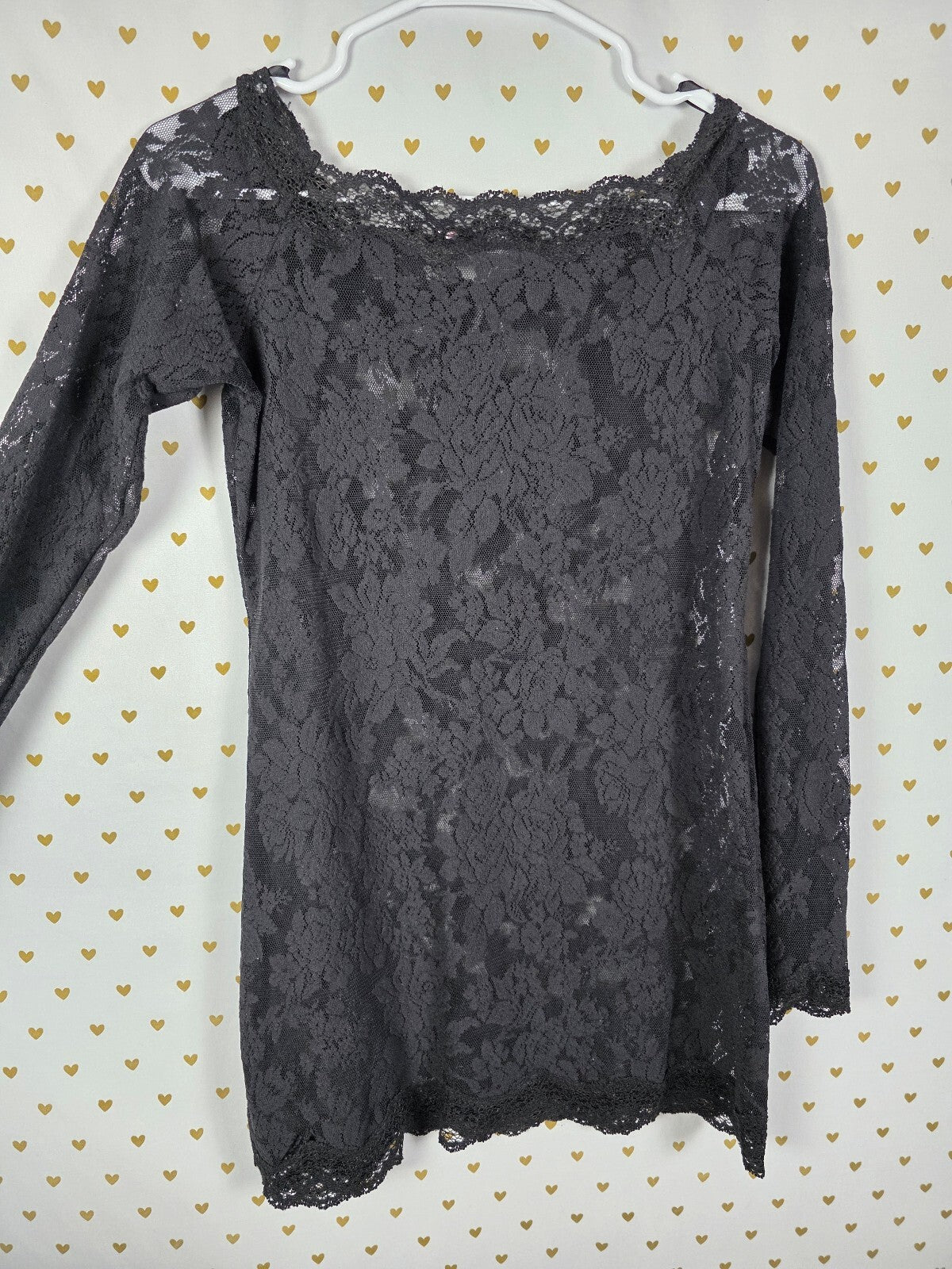 Victorias Secret Vintage Lace Stretchy Little Black DRESS Y2k LARGE