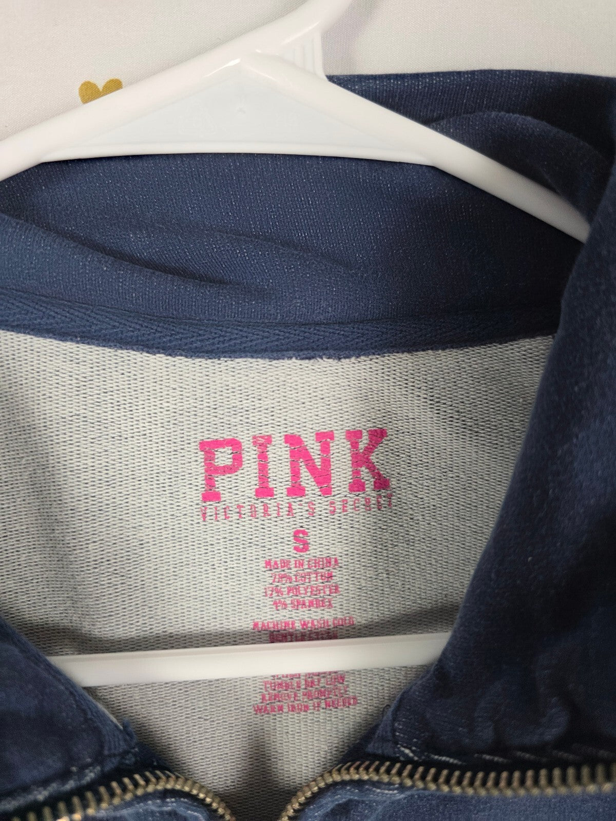 Victorias Secret Pink FOREVER Vintage Quarter Zip Soft Cotton Sweater Small