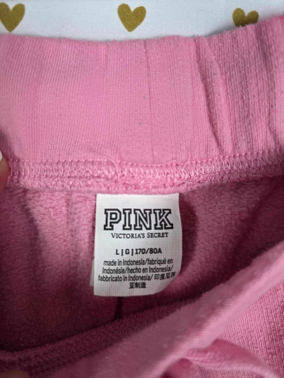 Victorias Secret Pink Large XL Hoodie Sweats Logo SET outfit Sweatpants 2pc