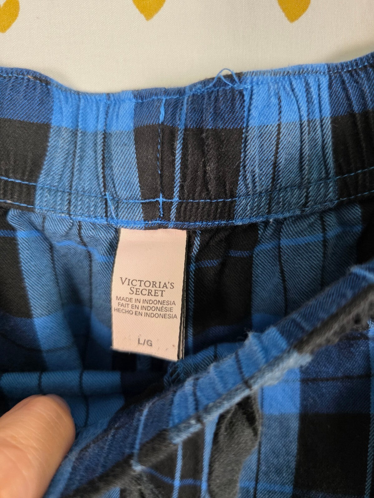 Victorias Secret Blue Plaid Sleep Set 2pc Shirt Pants Pajamas Large