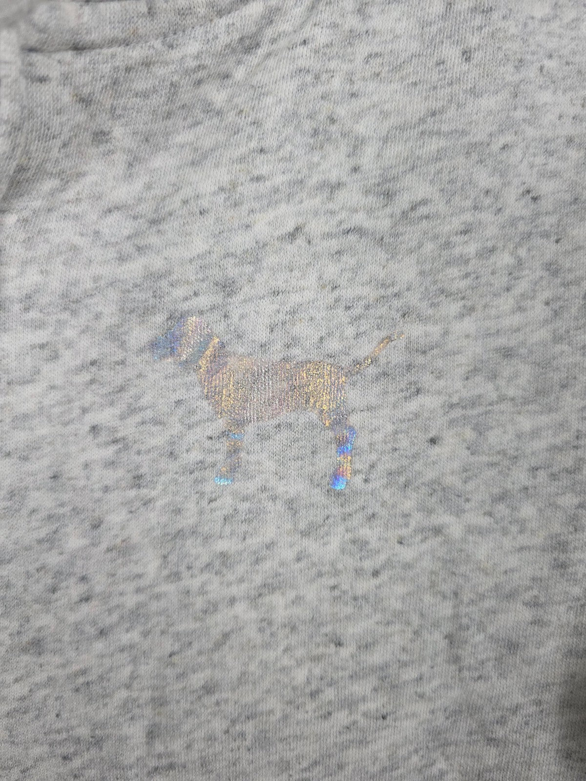 Victorias Secret Pink Hologram Logo Full Zip Hoodie Jacket Grey LARGE