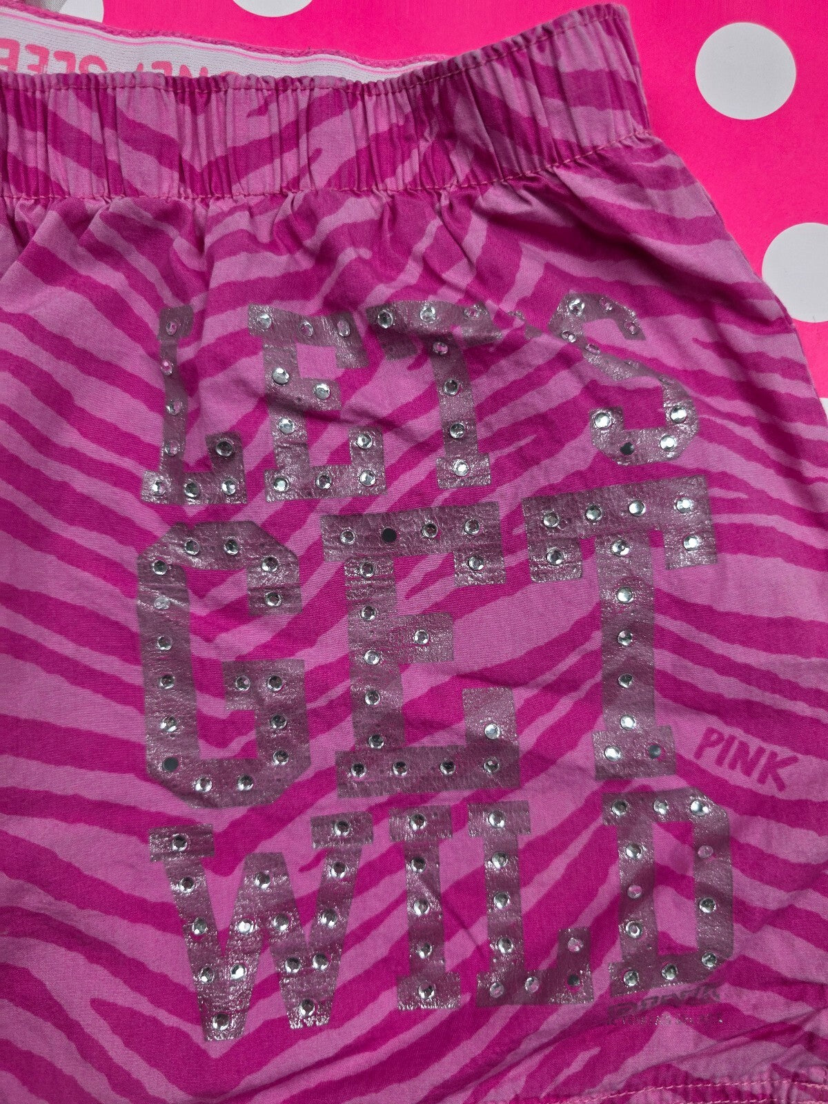 Victorias Secret PINK Vintage zebra Bling Medium Get Wild Sleep Shorts Boxers