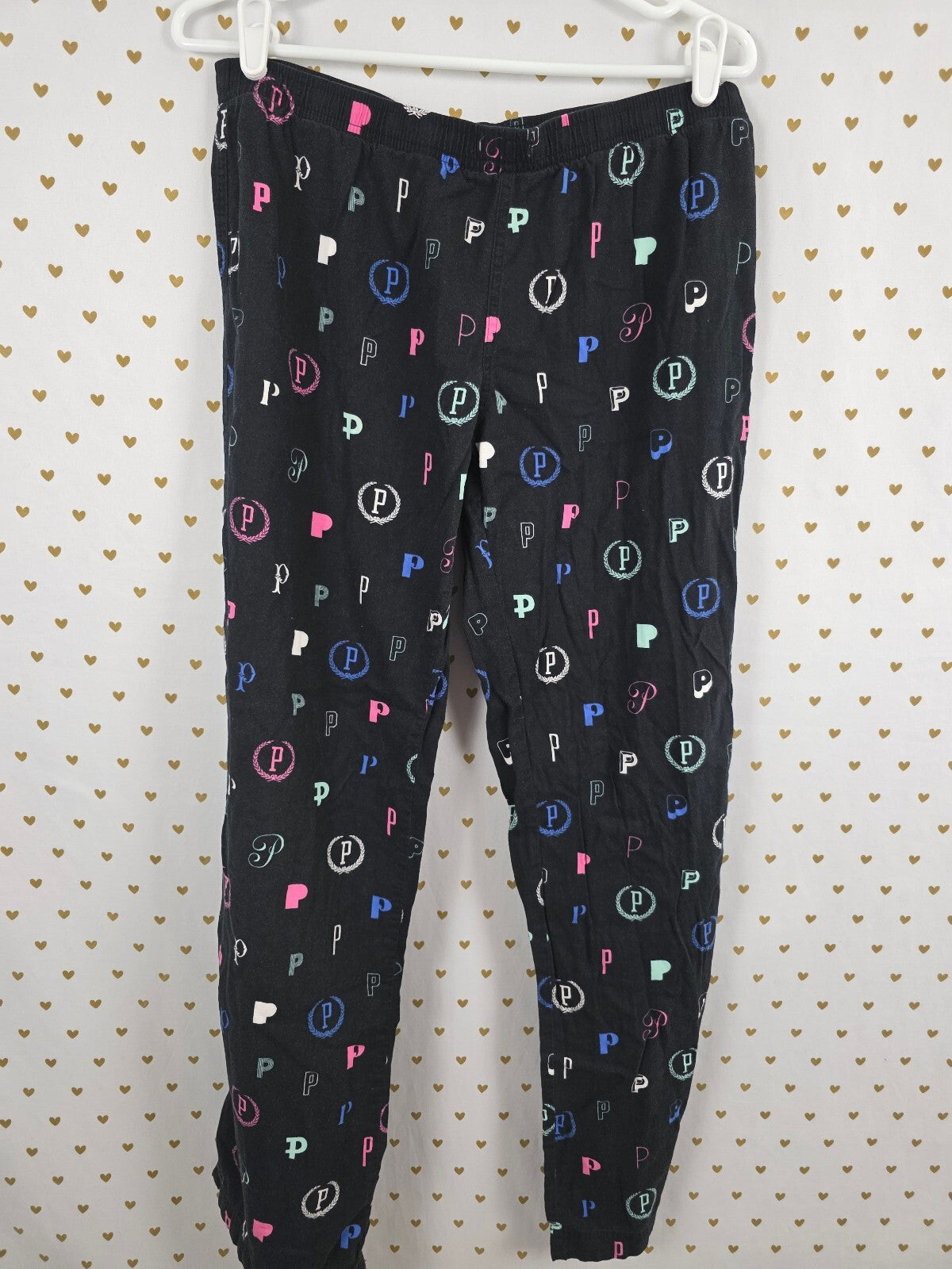 Victorias Secret Pink Logo Black comfy Small Sleep Pants Pajama PJ Bottoms