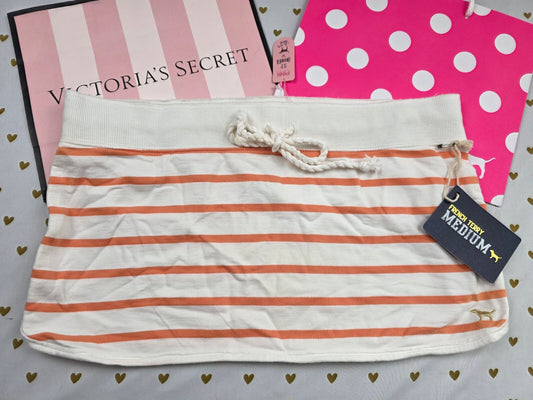 Vintage 2007 Victoria's Secret PINK Mini Skirt M Orange Stripe Beach Club NWT