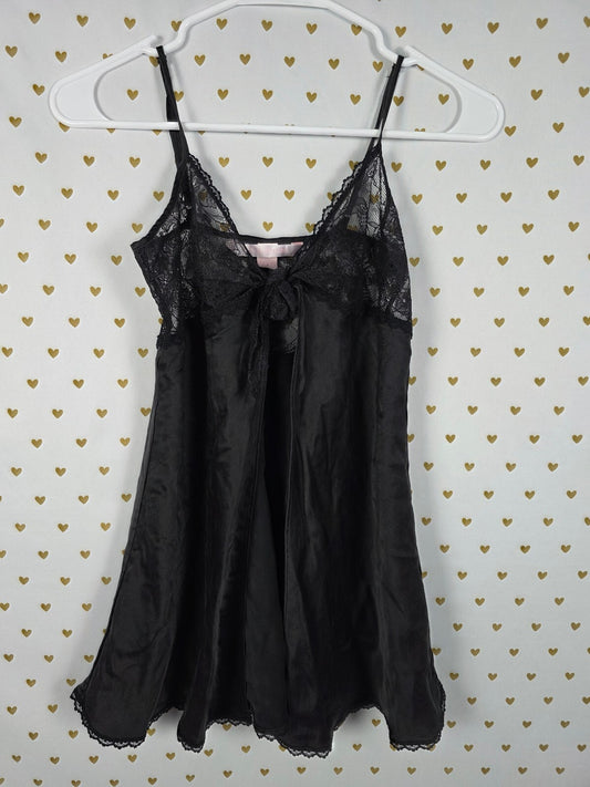 Victorias Secret Small Vintage SILK Tie Front babydoll nightie Lingerie