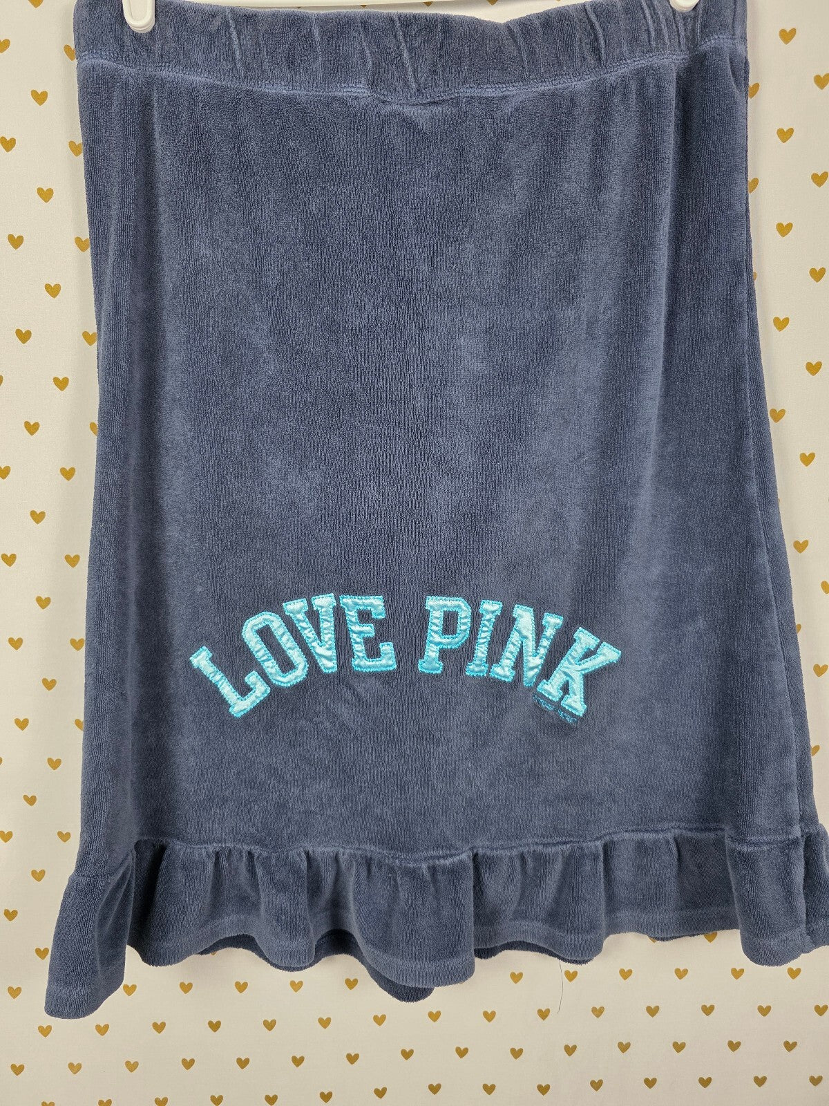 Victoria Secret PINK Velour VINTAGE LOVE Strapless Dress UNIVERSITY RARE MED L