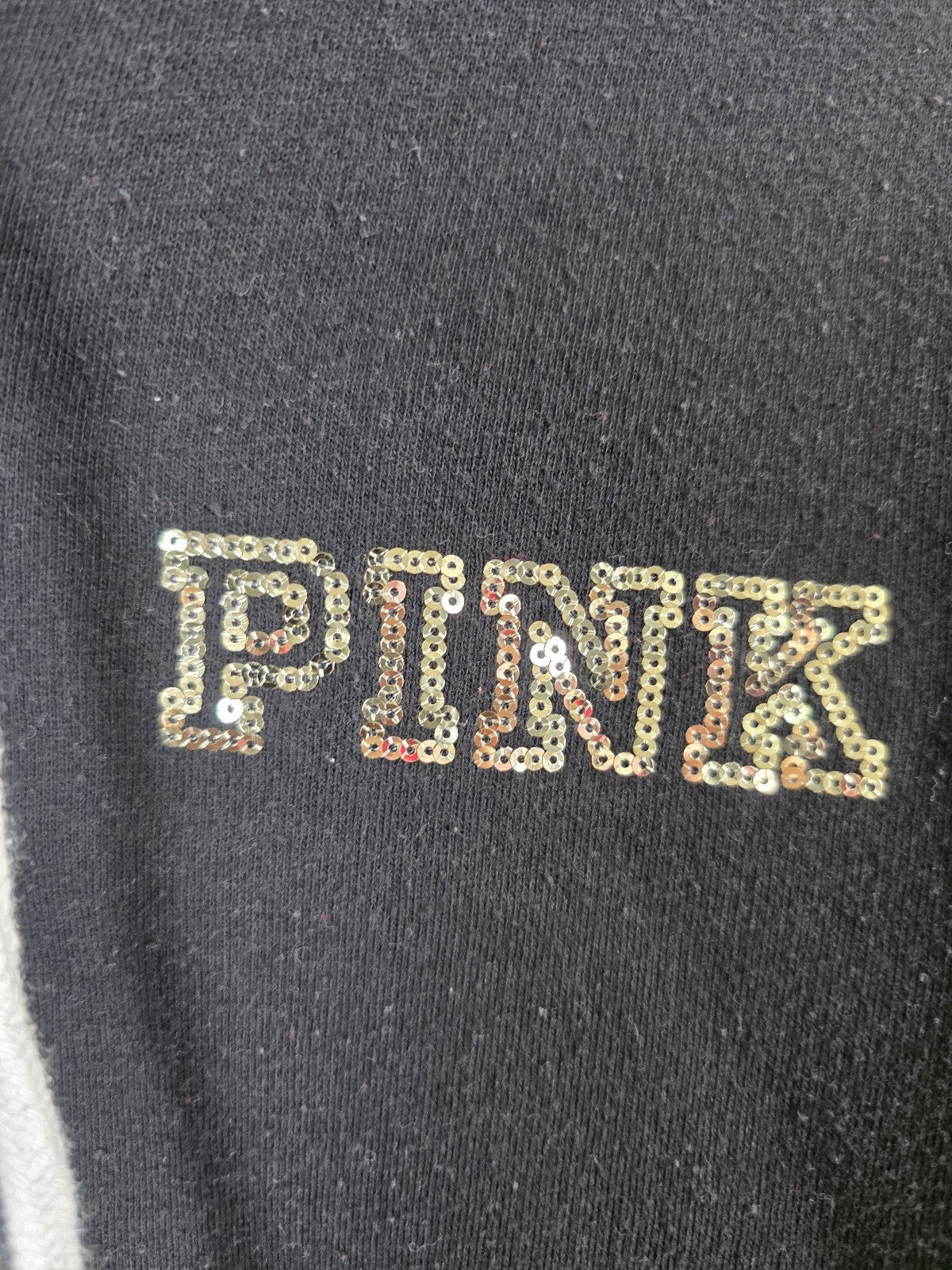 Victorias Secret Pink Rose Bling SET Hooded Sweater sequined Sweatpants Small