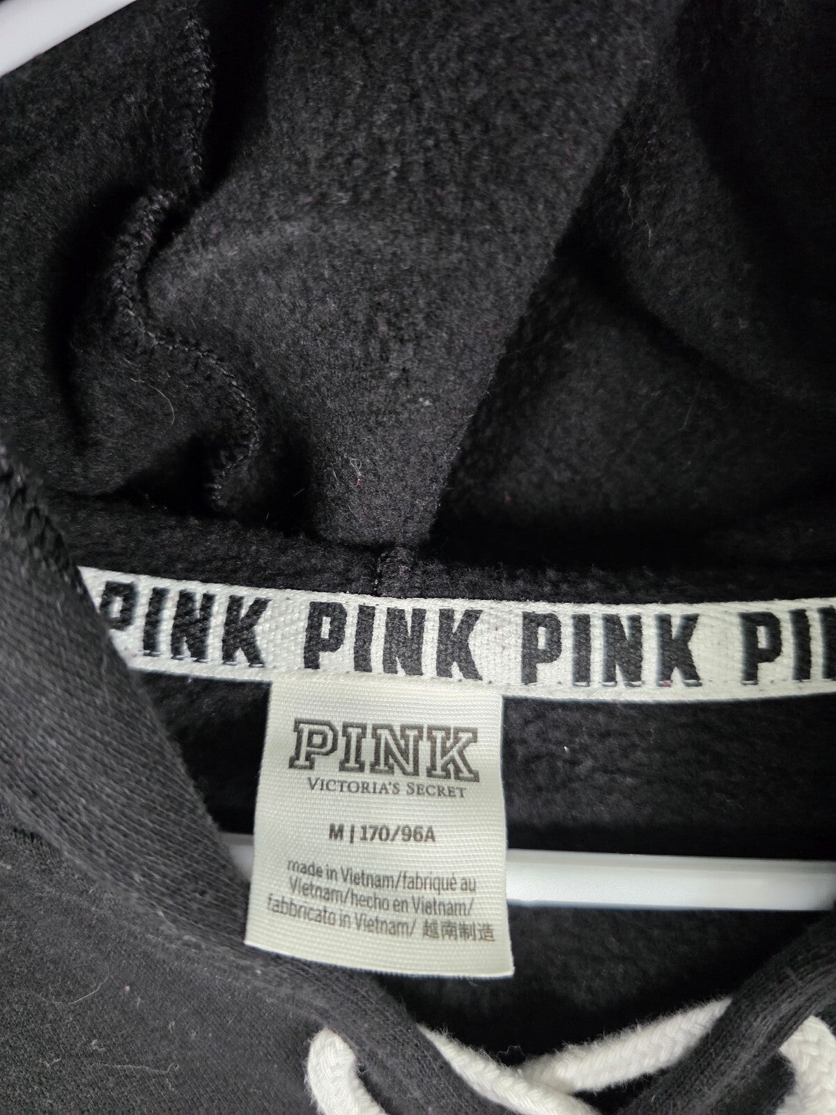 Victorias Secret Pink Rose BLING Set Sweats Pullover Hooded Sweater Sequined Med